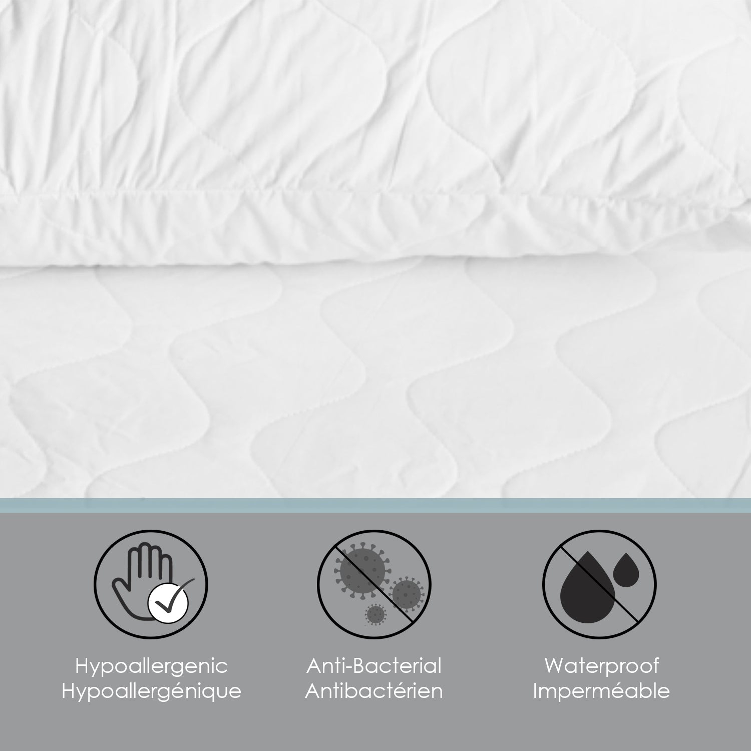 Cotton House - 100% Cotton Quilted Mattress Protector, Waterproof and Hypoallergenic, Queen Size, White