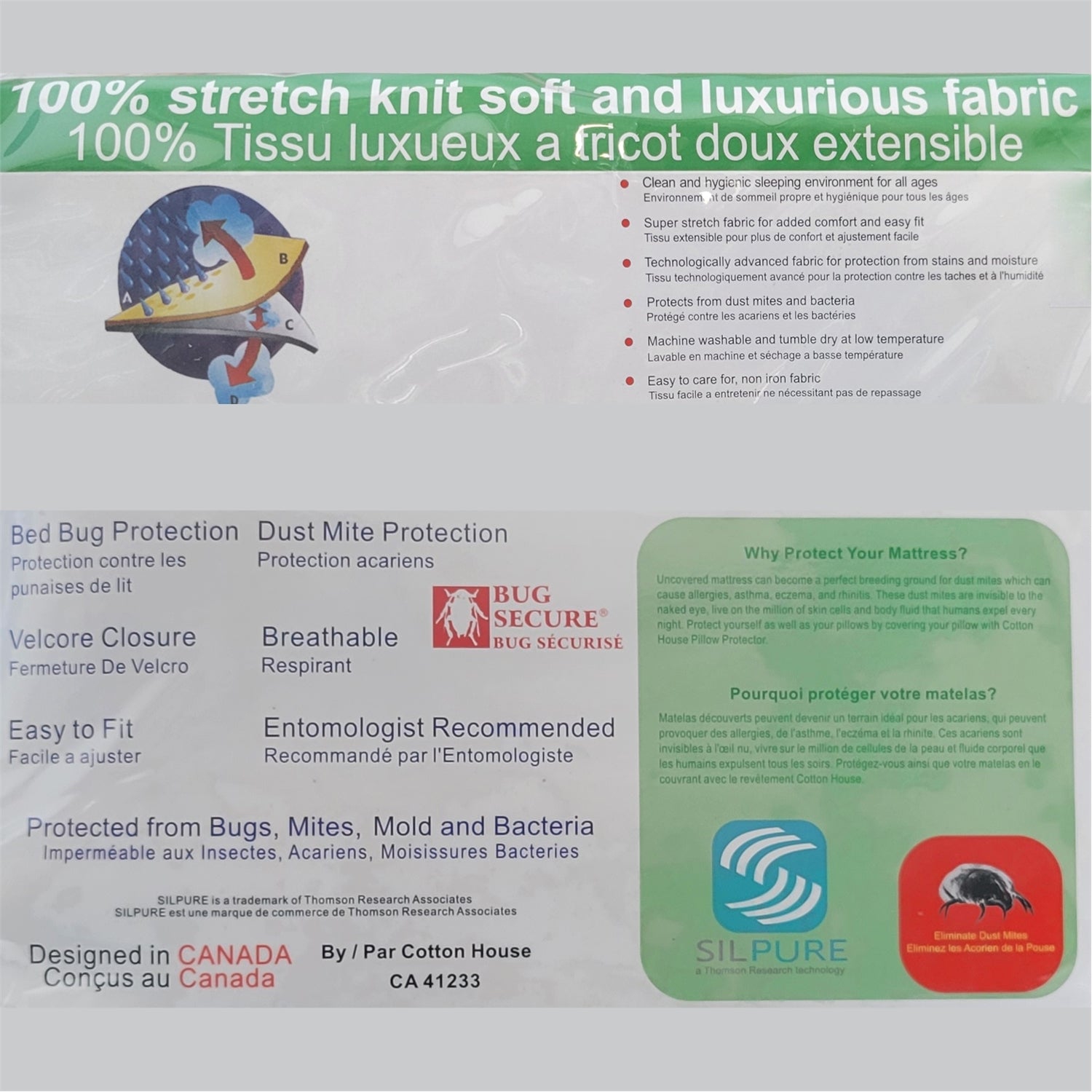 Cotton House - Mattress and Box Spring Cover, Triple Action Defense, Waterproof, Twin Size, White