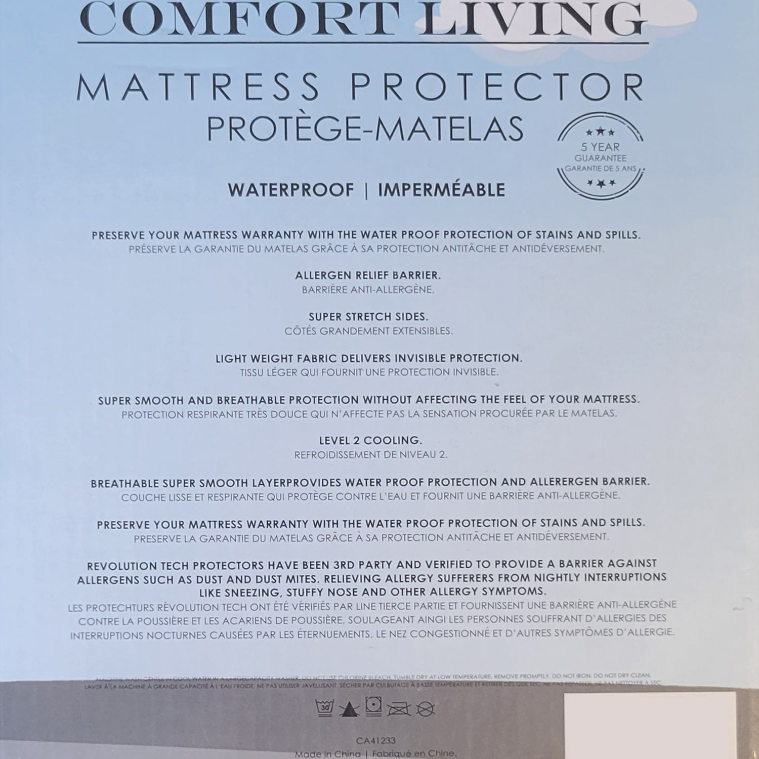 Cotton House - Waterproof Mattress Protector, Anti-Allergen Barrier, Double Size, White