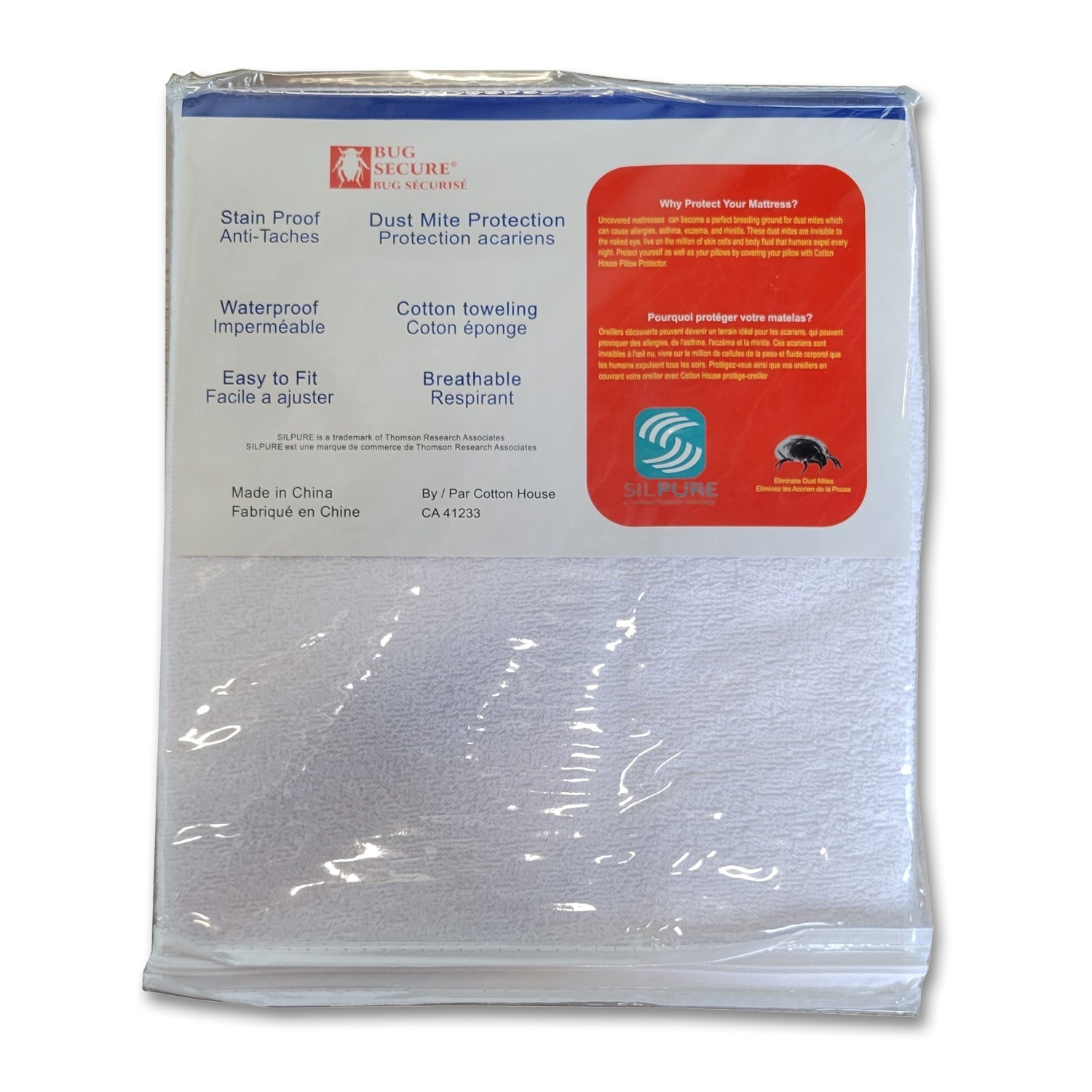 Cotton House - Health Comfort Mattress Protector, Triple Action Defense, King Size, White