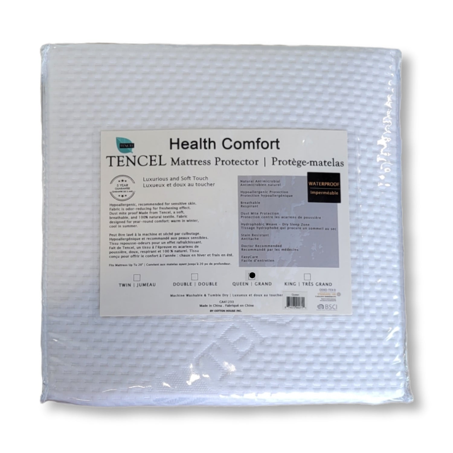 Cotton House - Tencel Mattress Protector, Stain Resistant and Waterproof, Queen Size, White