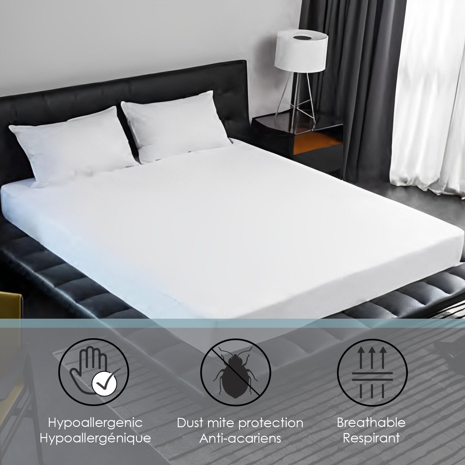 Cotton House - Protecteur de matelas étanche, barrière anti-allergène, très grand lit, blanc