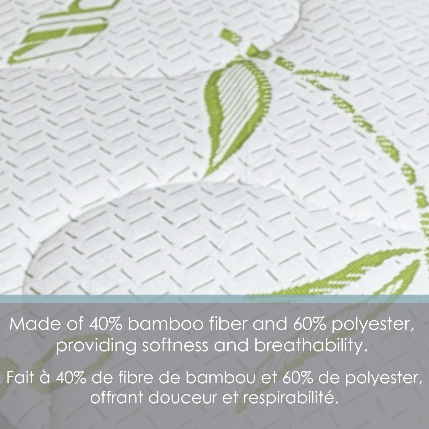 Cotton House - Jacquard Bamboo Mattress Cover, Waterproof, Double Size, White