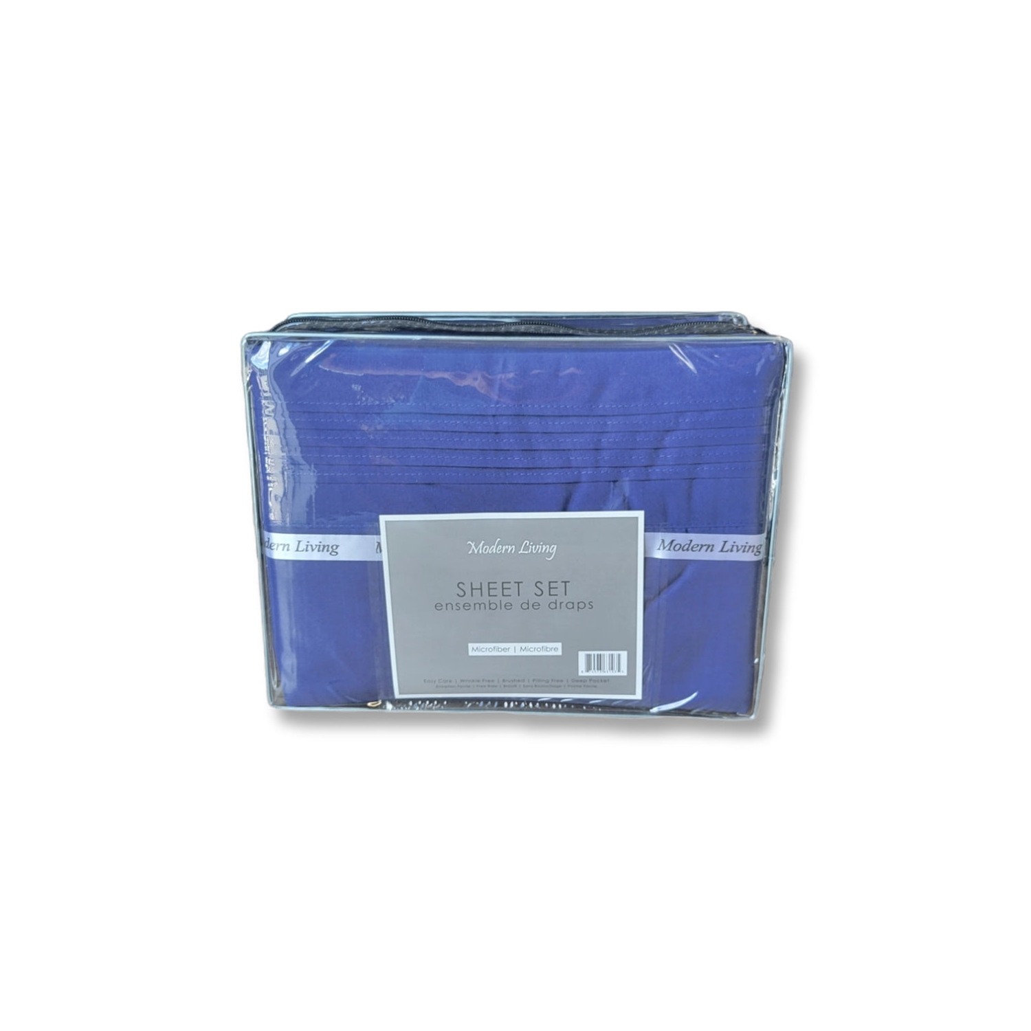 Cotton House - Ensemble de draps en microfibre, sans plis, très grand lit, bleu foncé