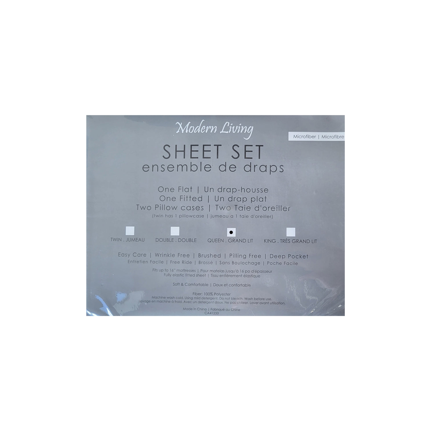 Cotton House - Microfiber Sheet Set, Wrinkle Free, Queen Size, Grey