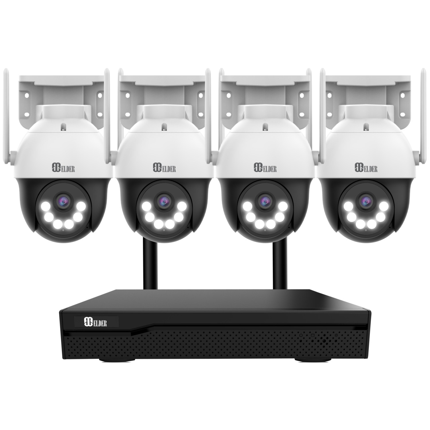 【2024 New】Elder WiFi PTZ Security Camera System, 4K NVR 8CH 1TB & Semi Wireless 4-Camera 5MP Outdoor Color Night Vision, Person Detection Smart Home Surveillance CCTV DIY