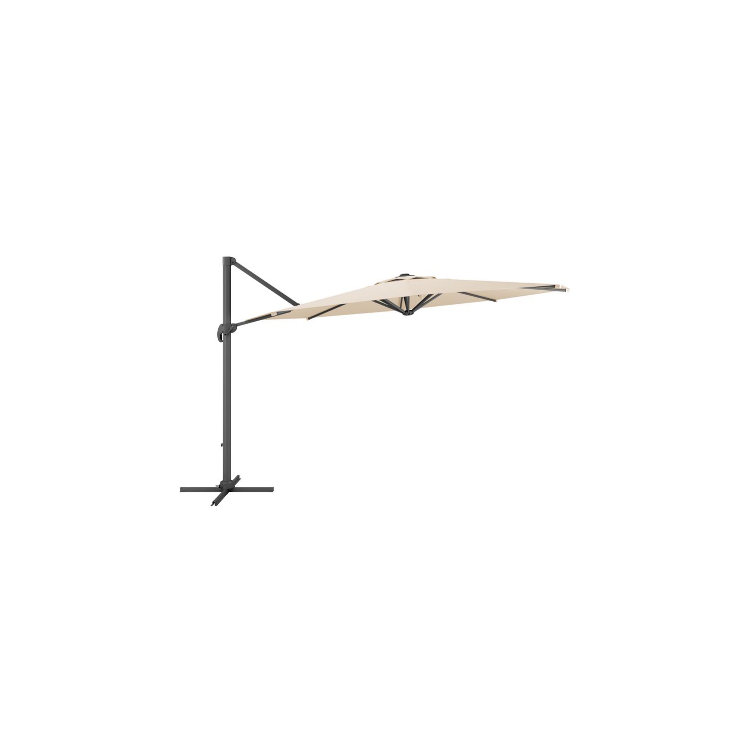 CorLiving 11.5ft Offset Warm White Fabric Patio Umbrella and Base