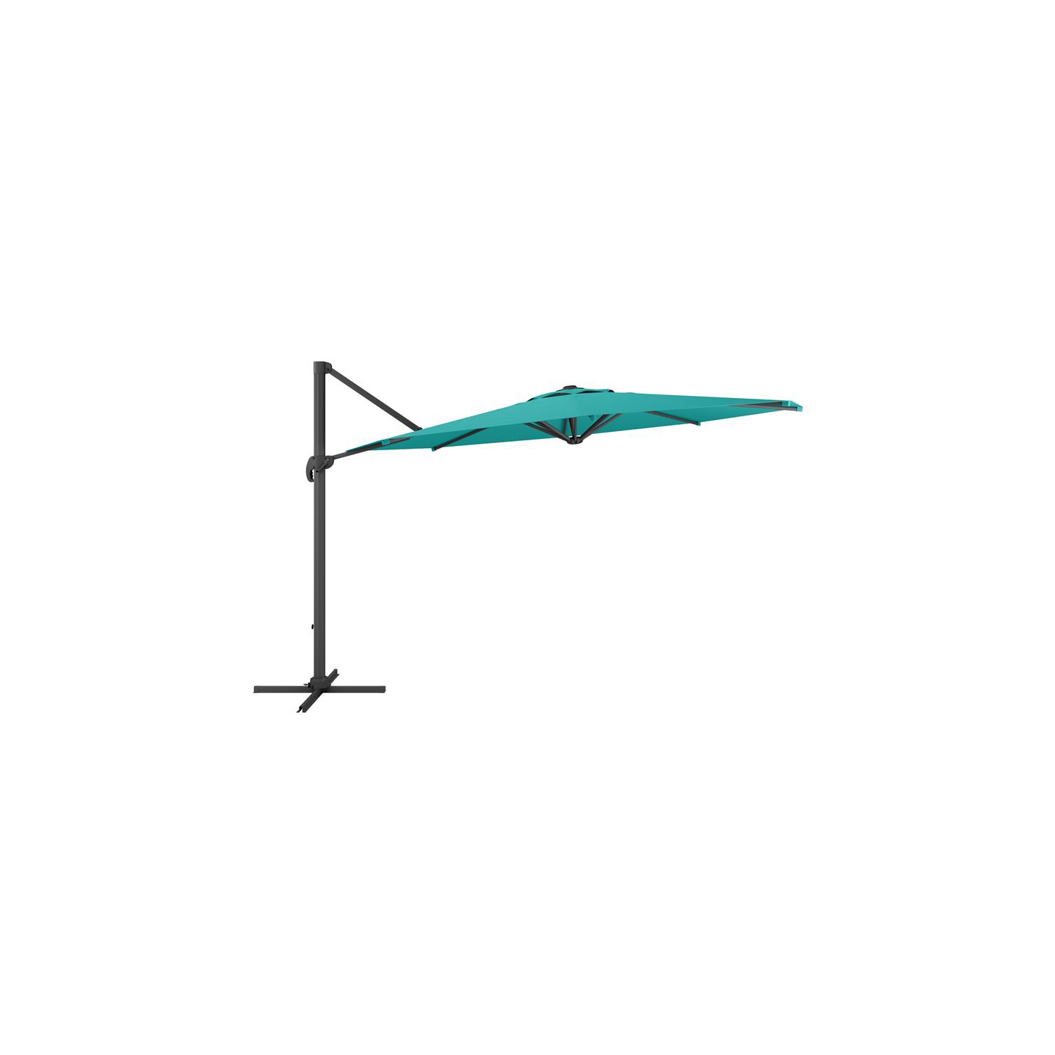 CorLiving 11.5ft Offset Turquoise Fabric Patio Umbrella and Base
