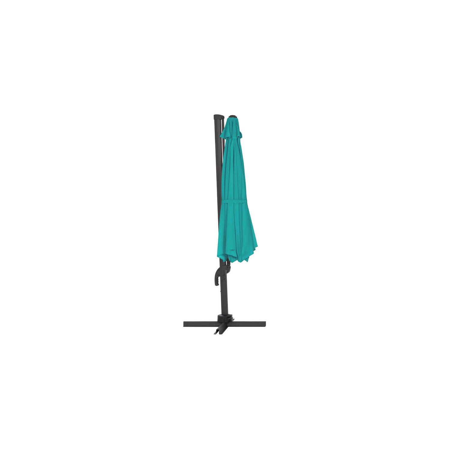 CorLiving 11.5ft Offset Turquoise Fabric Patio Umbrella and Base