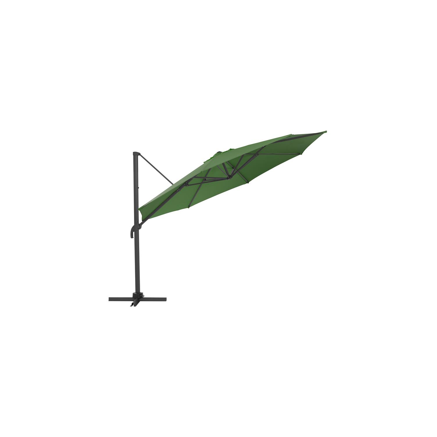 CorLiving 11.5ft Offset Forest Green Fabric Patio Umbrella and Base