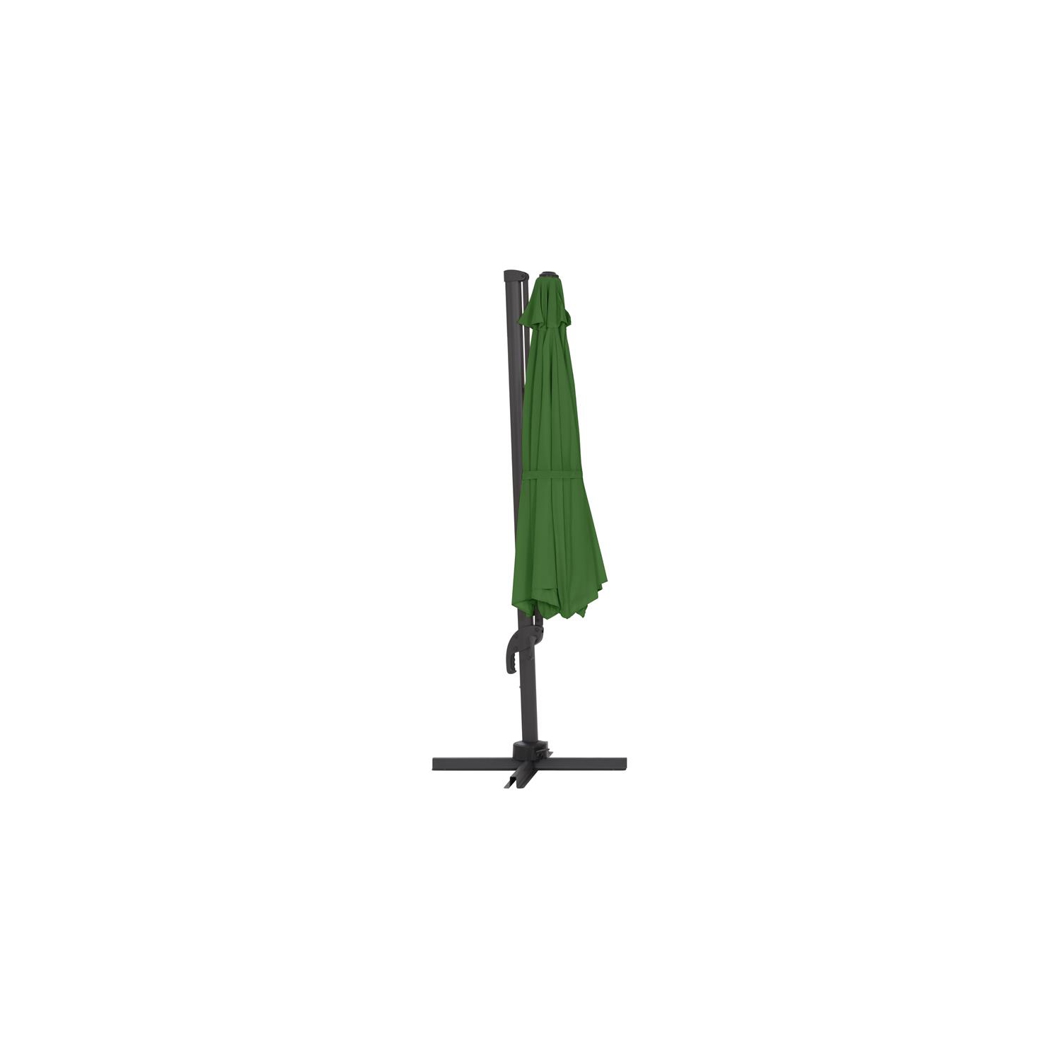 CorLiving 11.5ft Offset Forest Green Fabric Patio Umbrella and Base