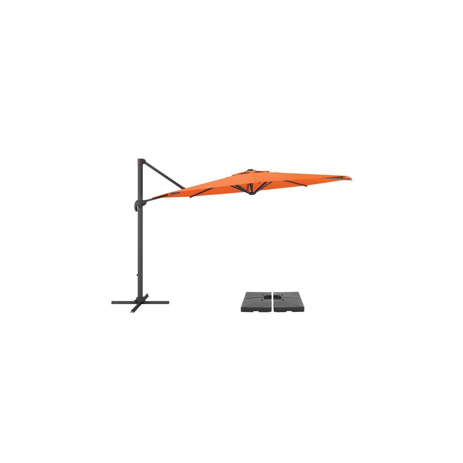 CorLiving 11.5ft Offset Orange Fabric Patio Umbrella and Base