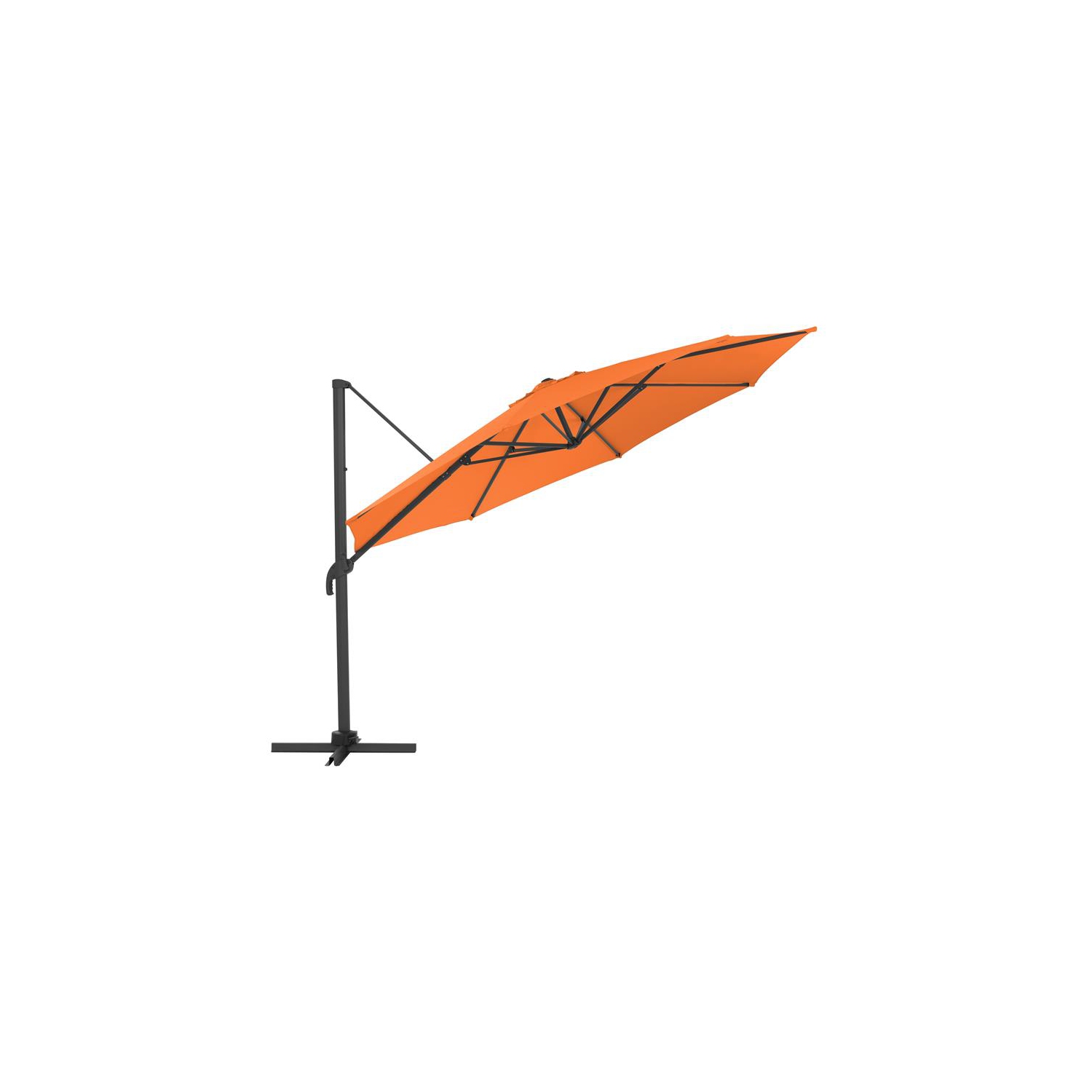 CorLiving 11.5ft Offset Orange Fabric Patio Umbrella and Base