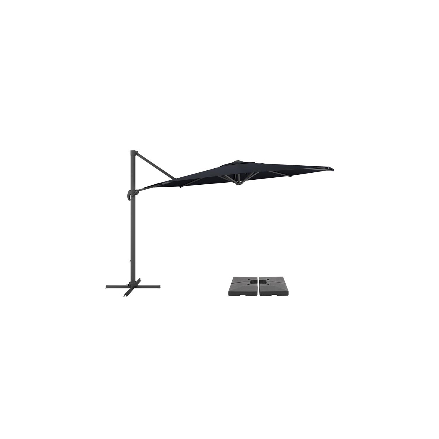 CorLiving 11.5ft Offset Black Fabric Patio Umbrella and Base