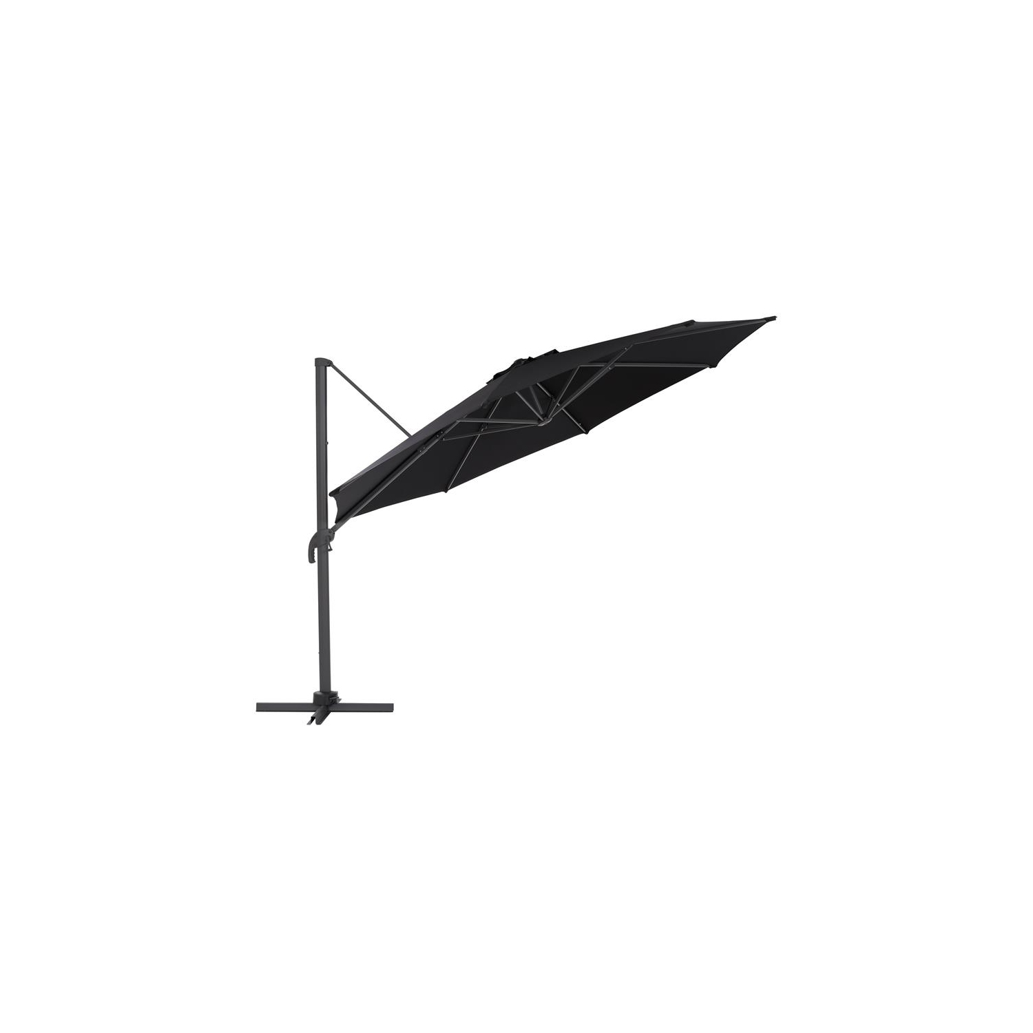 CorLiving 11.5ft Offset Black Fabric Patio Umbrella and Base