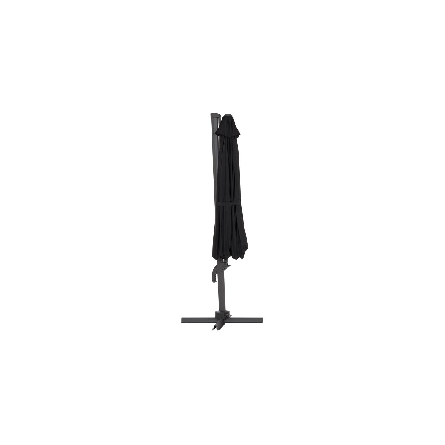 CorLiving 11.5ft Offset Black Fabric Patio Umbrella and Base