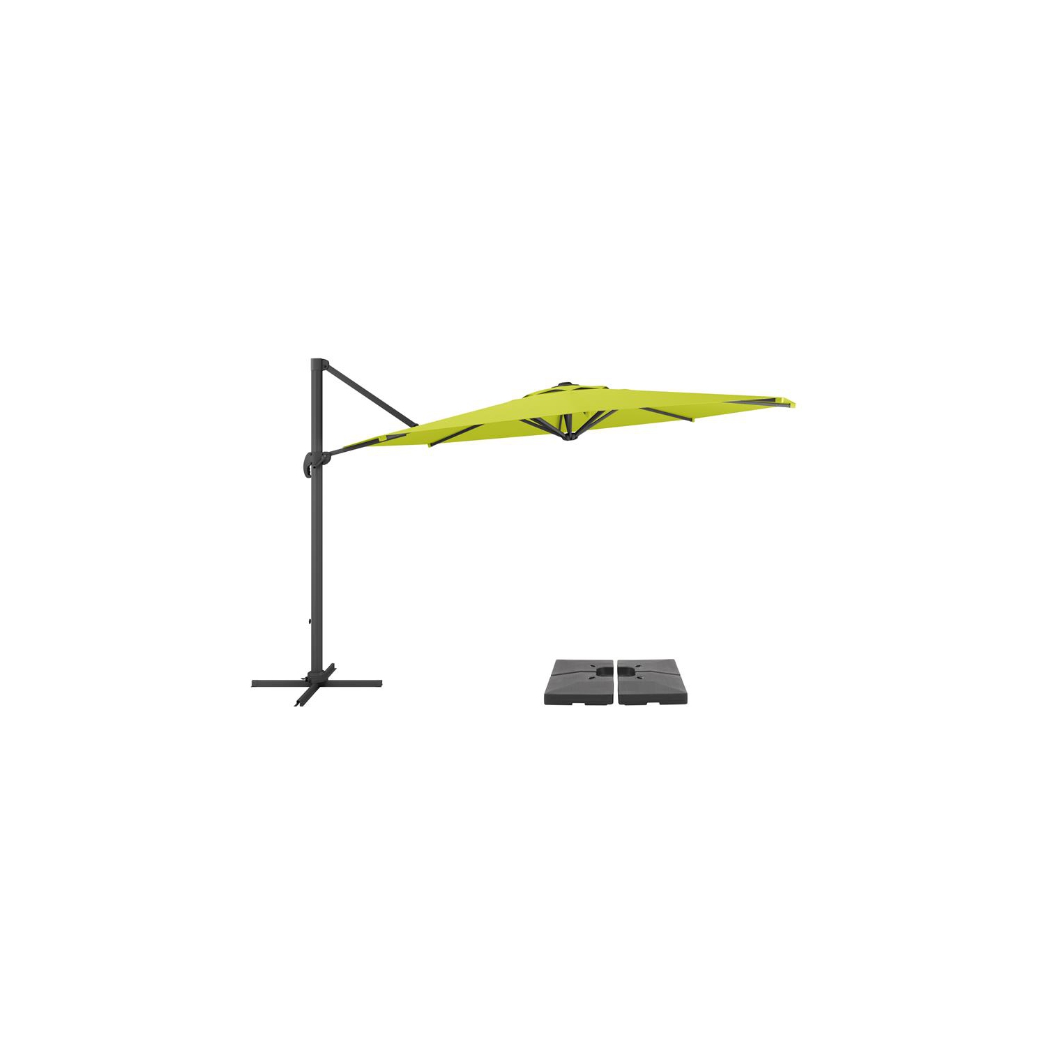 CorLiving 11.5ft Offset Lime Green Fabric Patio Umbrella and Base