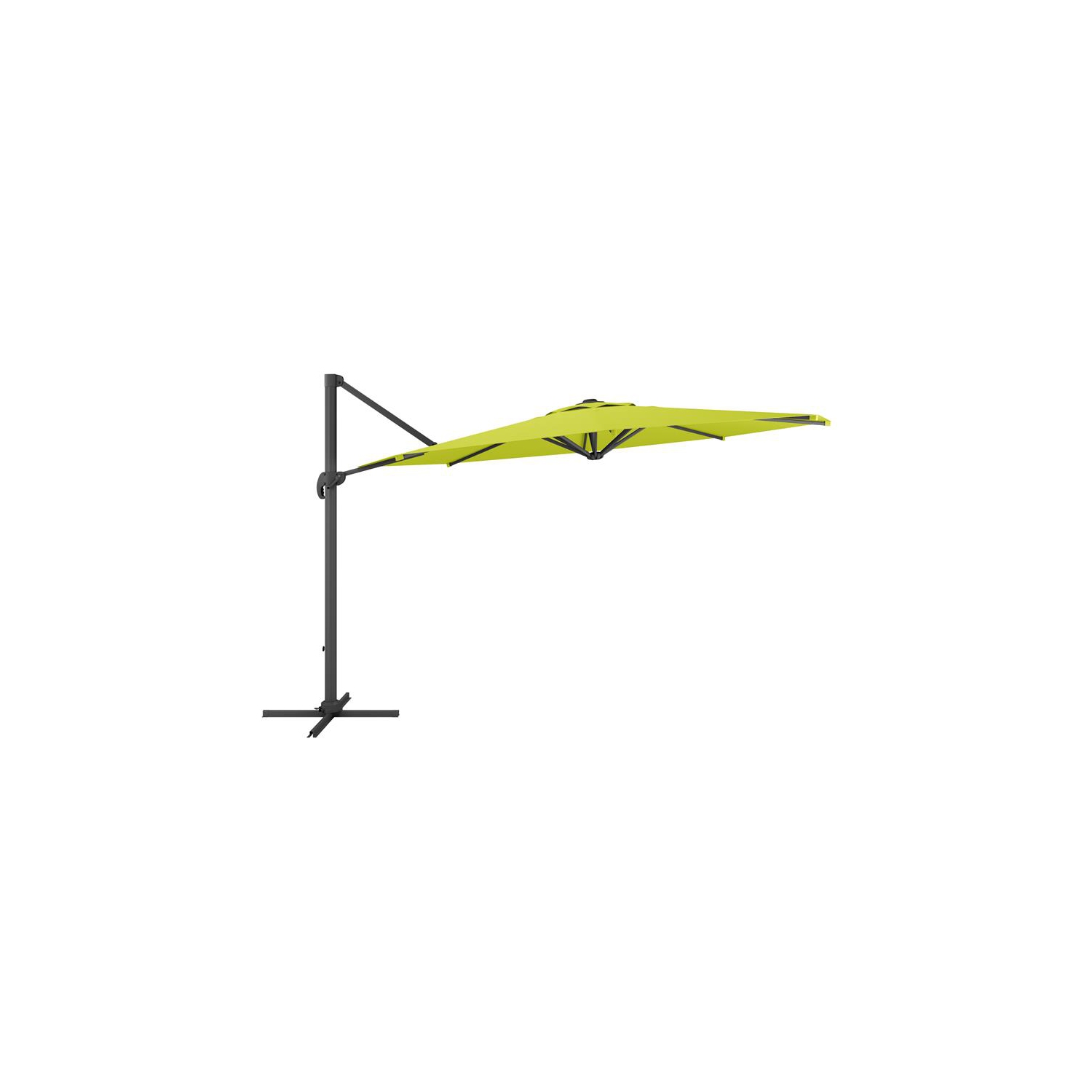 CorLiving 11.5ft Offset Lime Green Fabric Patio Umbrella and Base