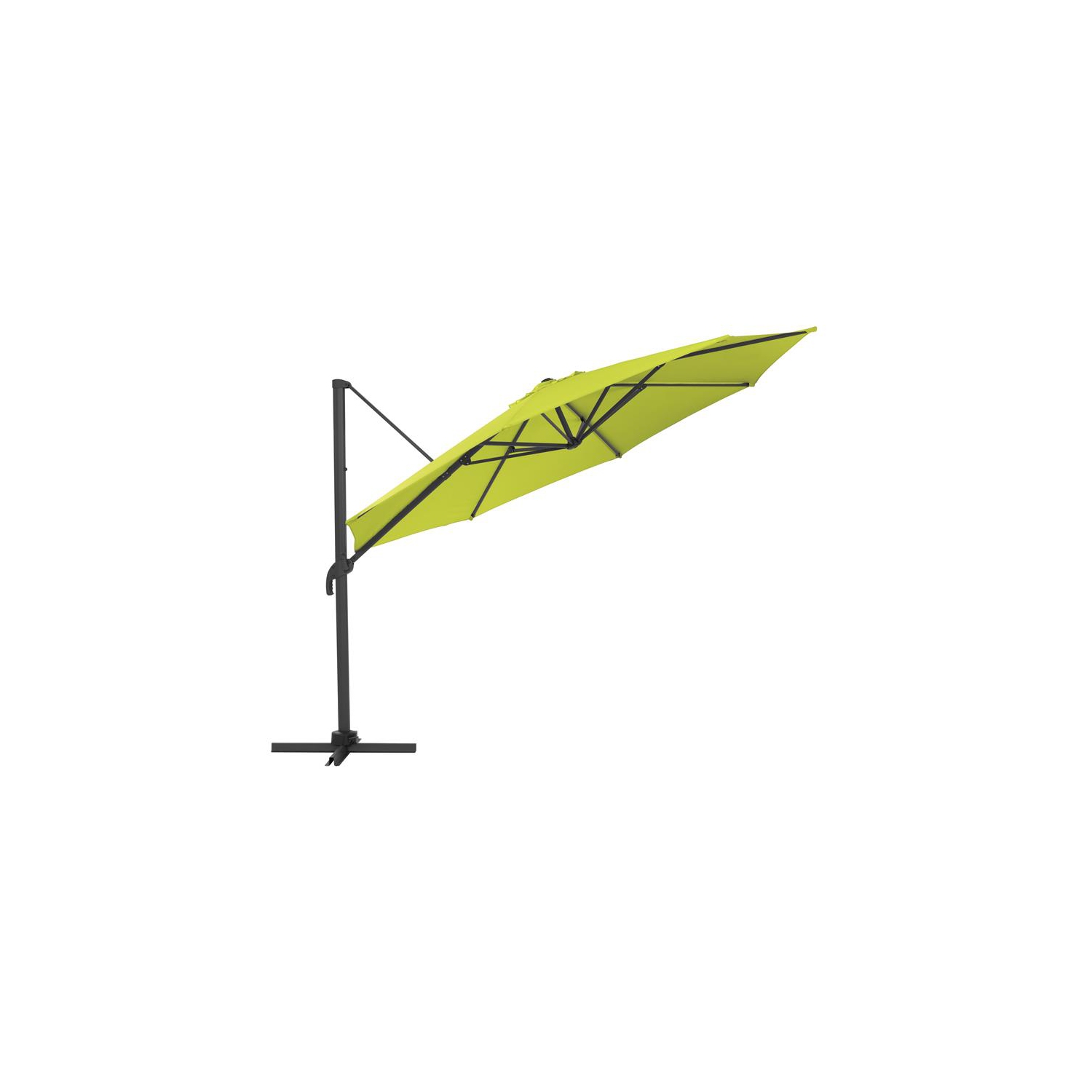 CorLiving 11.5ft Offset Lime Green Fabric Patio Umbrella and Base