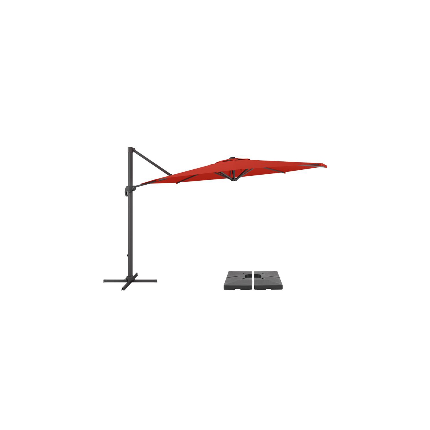 CorLiving 11.5ft Offset Crimson Red Fabric Patio Umbrella and Base