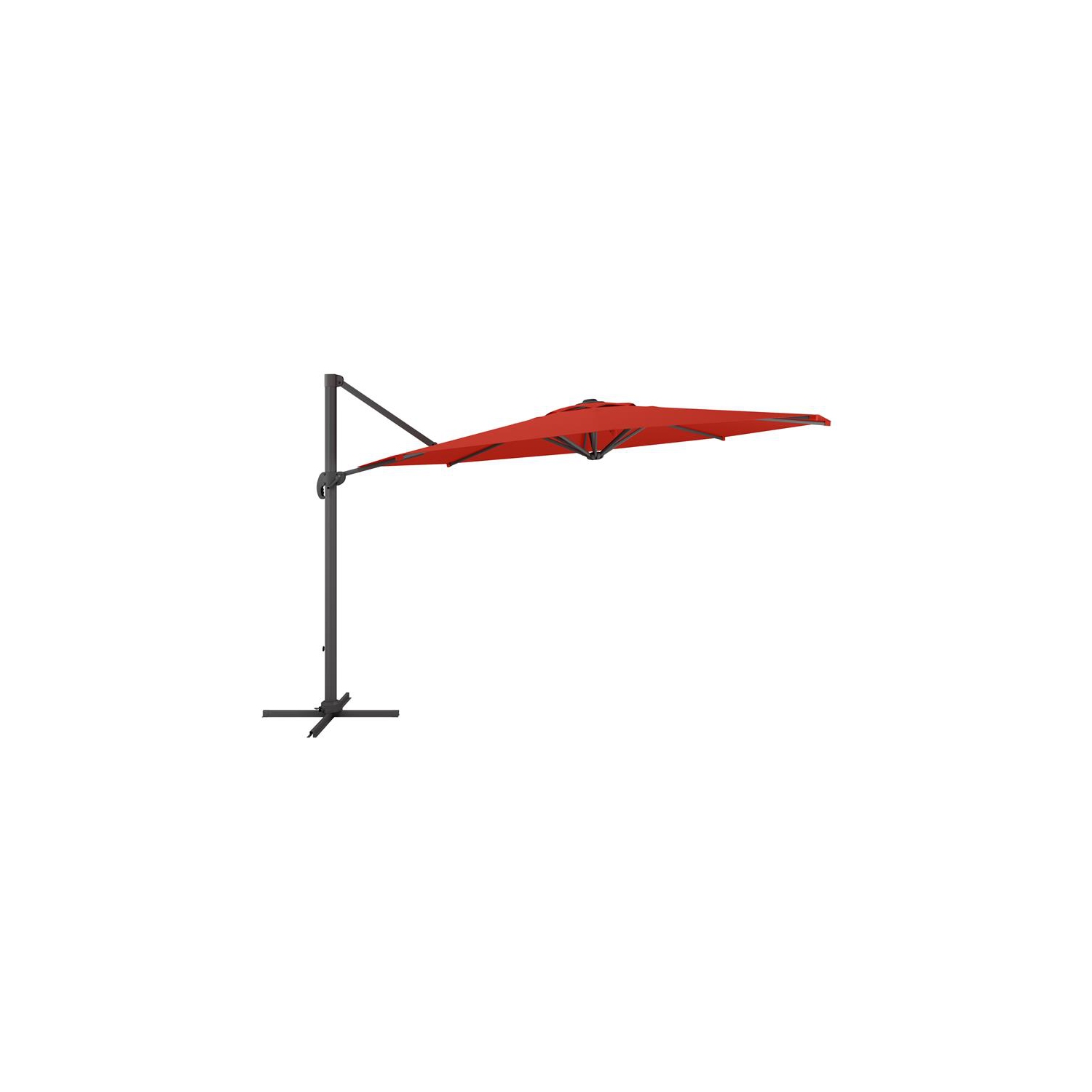 CorLiving 11.5ft Offset Crimson Red Fabric Patio Umbrella and Base