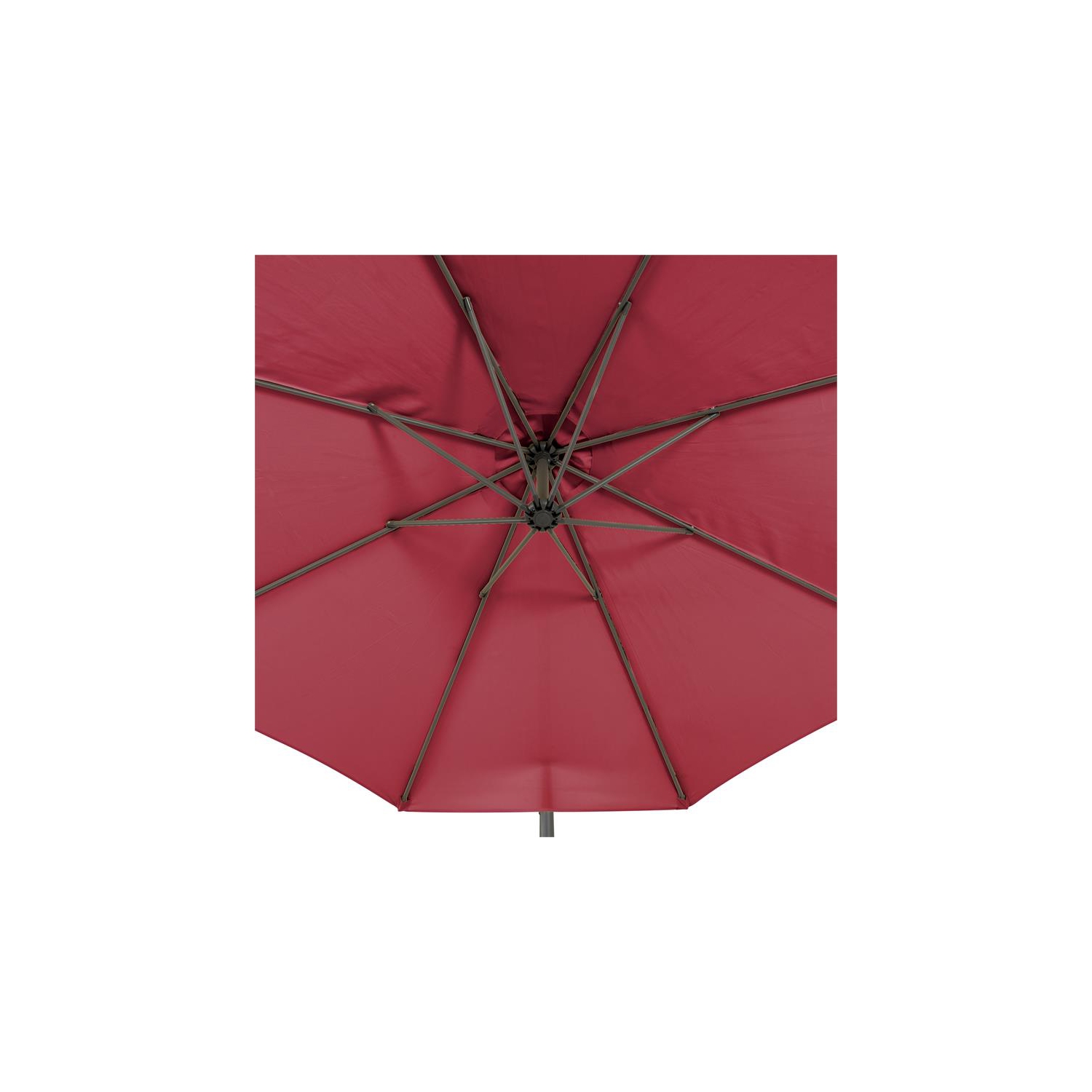 CorLiving 9.5ft Offset Wine Red Fabric Patio Umbrella and Base Weight