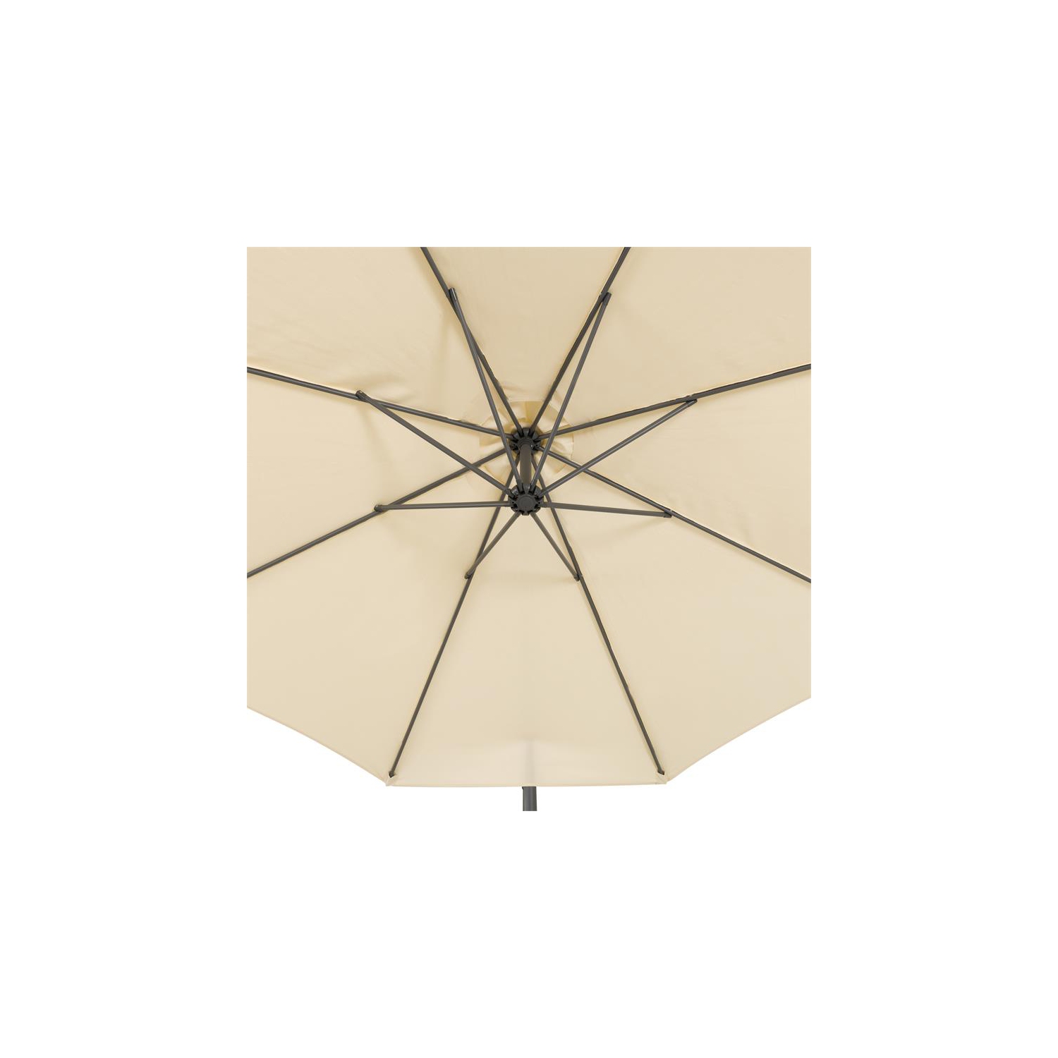 CorLiving 9.5ft Offset Warm White Fabric Patio Umbrella and Base Weight