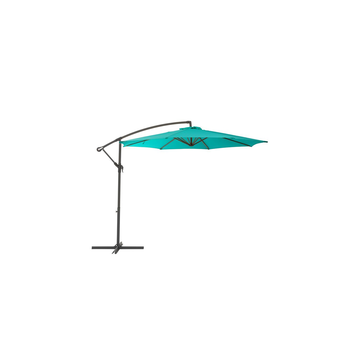 CorLiving 9.5ft Offset Turquoise Fabric Patio Umbrella and Base Weight