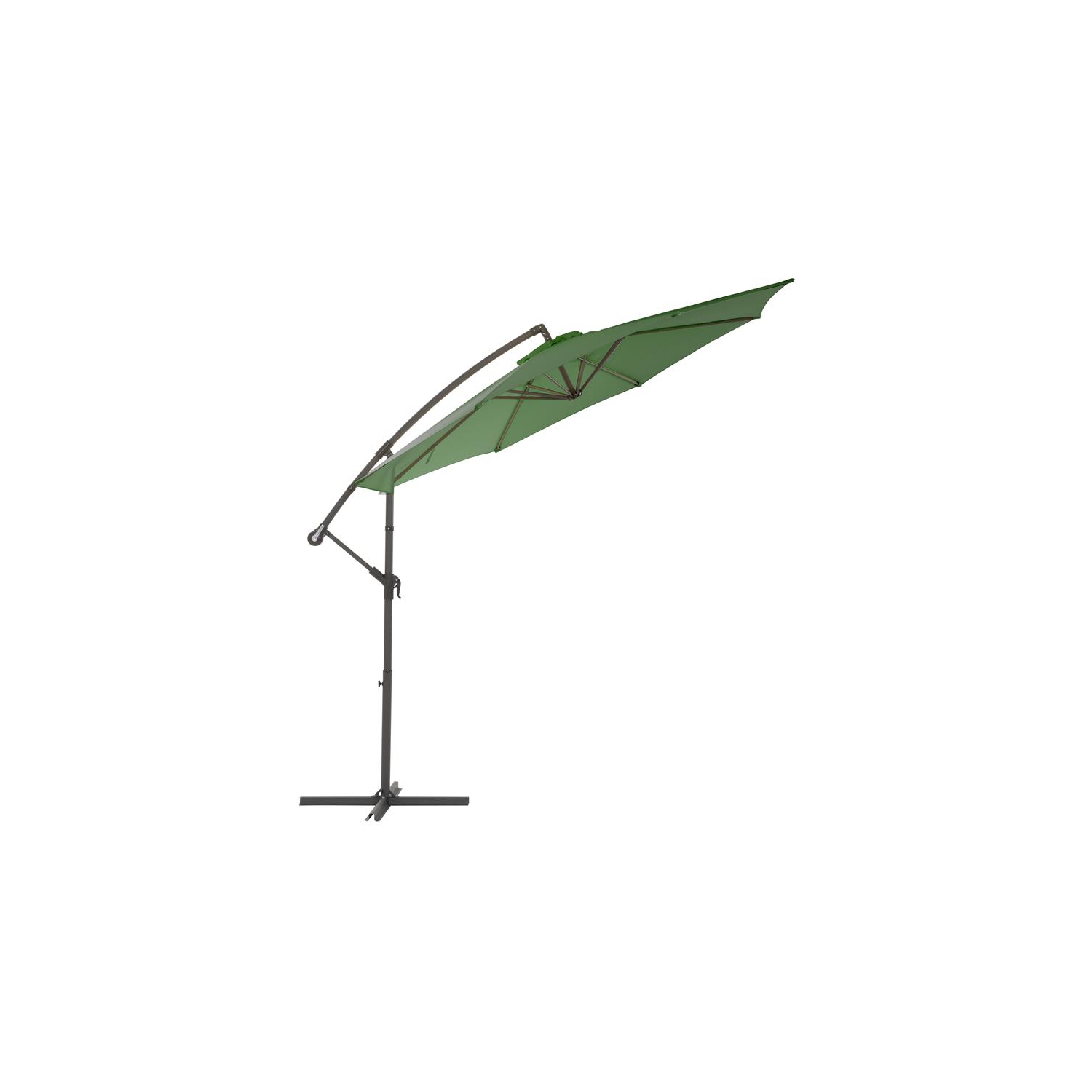 CorLiving 9.5ft Offset Green Fabric Patio Umbrella and Base Weight