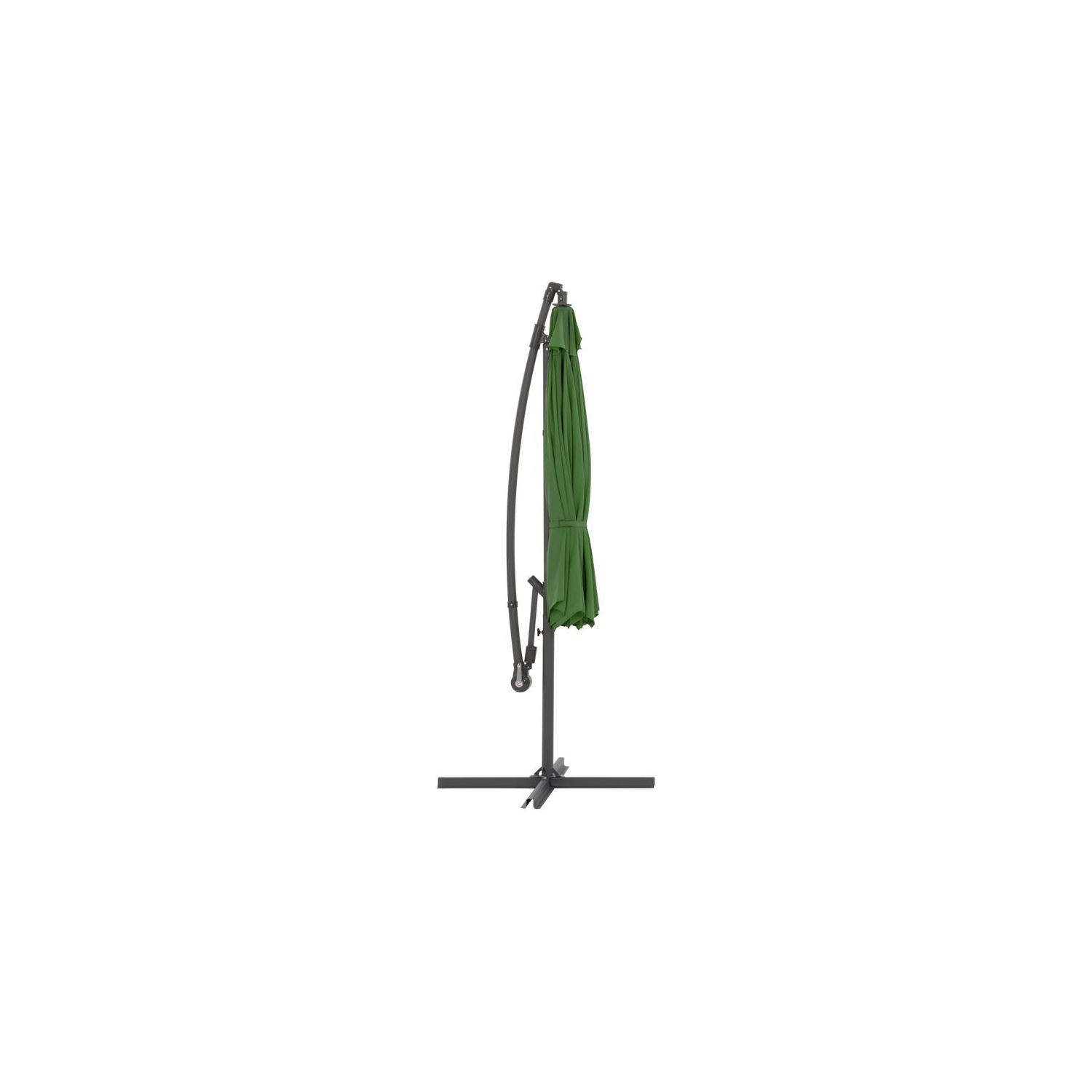 CorLiving 9.5ft Offset Green Fabric Patio Umbrella and Base Weight