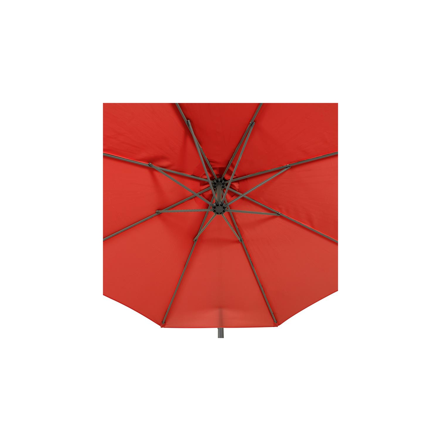 CorLiving 9.5ft Offset Crimson Red Fabric Patio Umbrella and Base Weight
