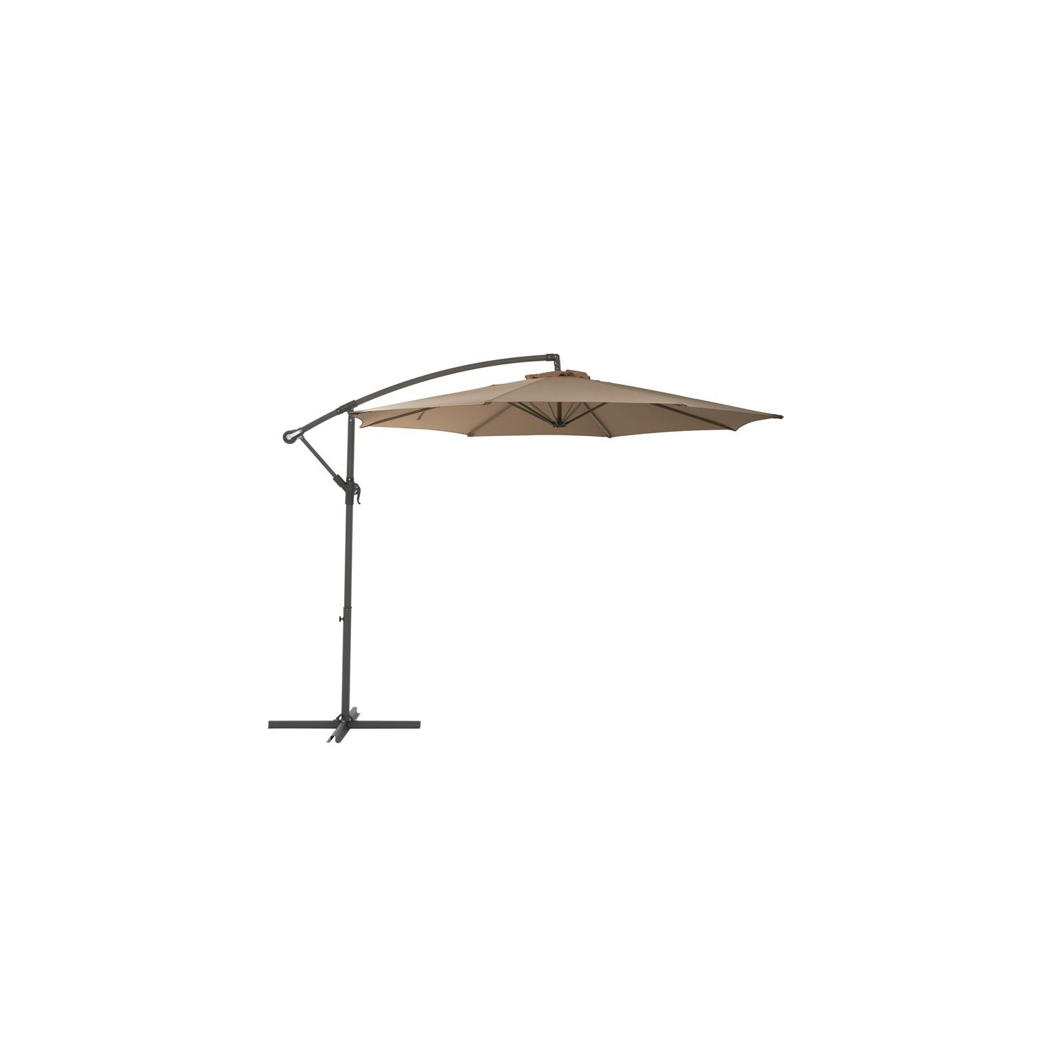 CorLiving 9.5ft Offset Sandy Brown Fabric Patio Umbrella and Base Weight