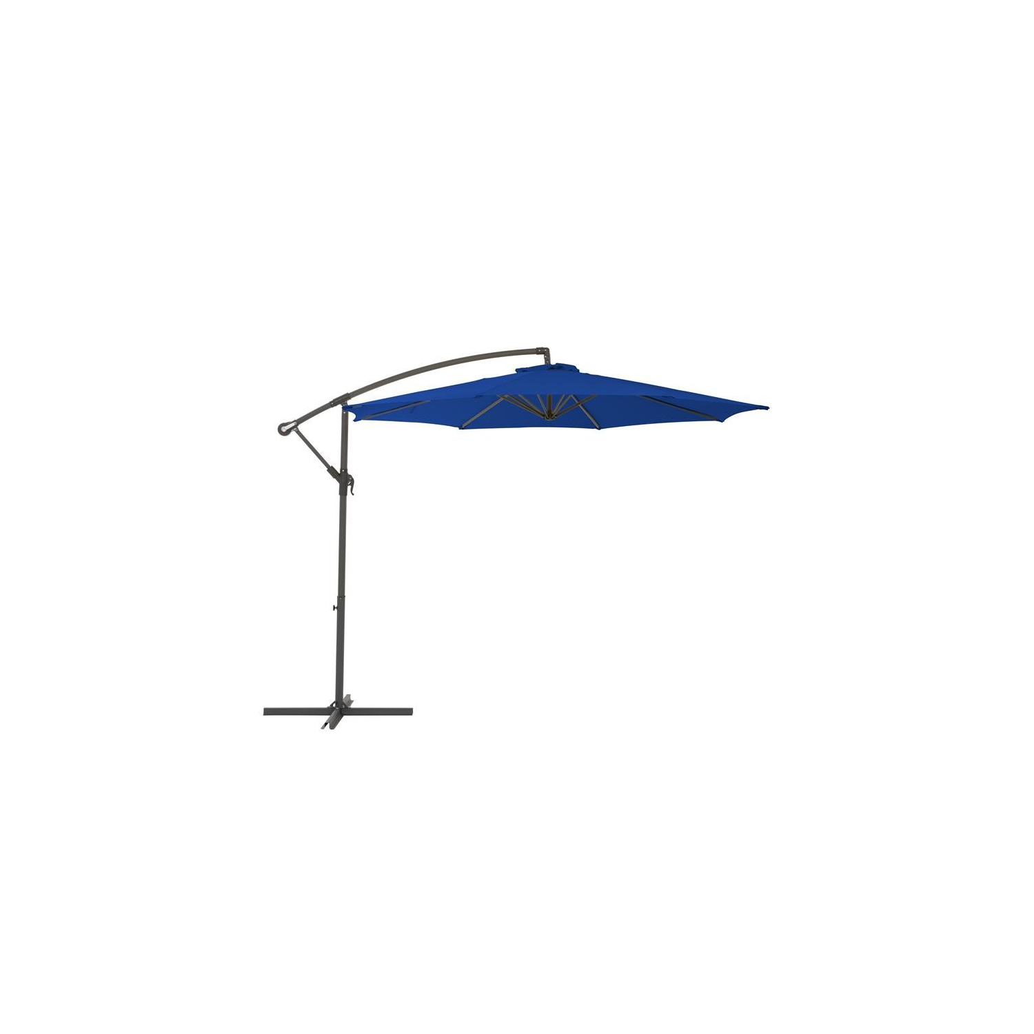 CorLiving 9.5ft Offset Cobalt Blue Fabric Patio Umbrella and Base Weight