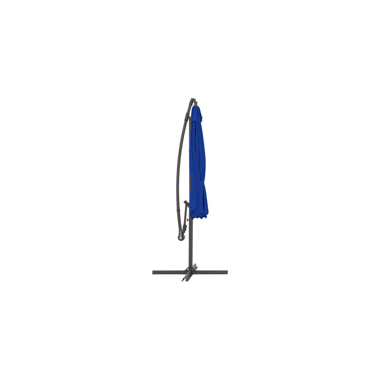CorLiving 9.5ft Offset Cobalt Blue Fabric Patio Umbrella and Base Weight
