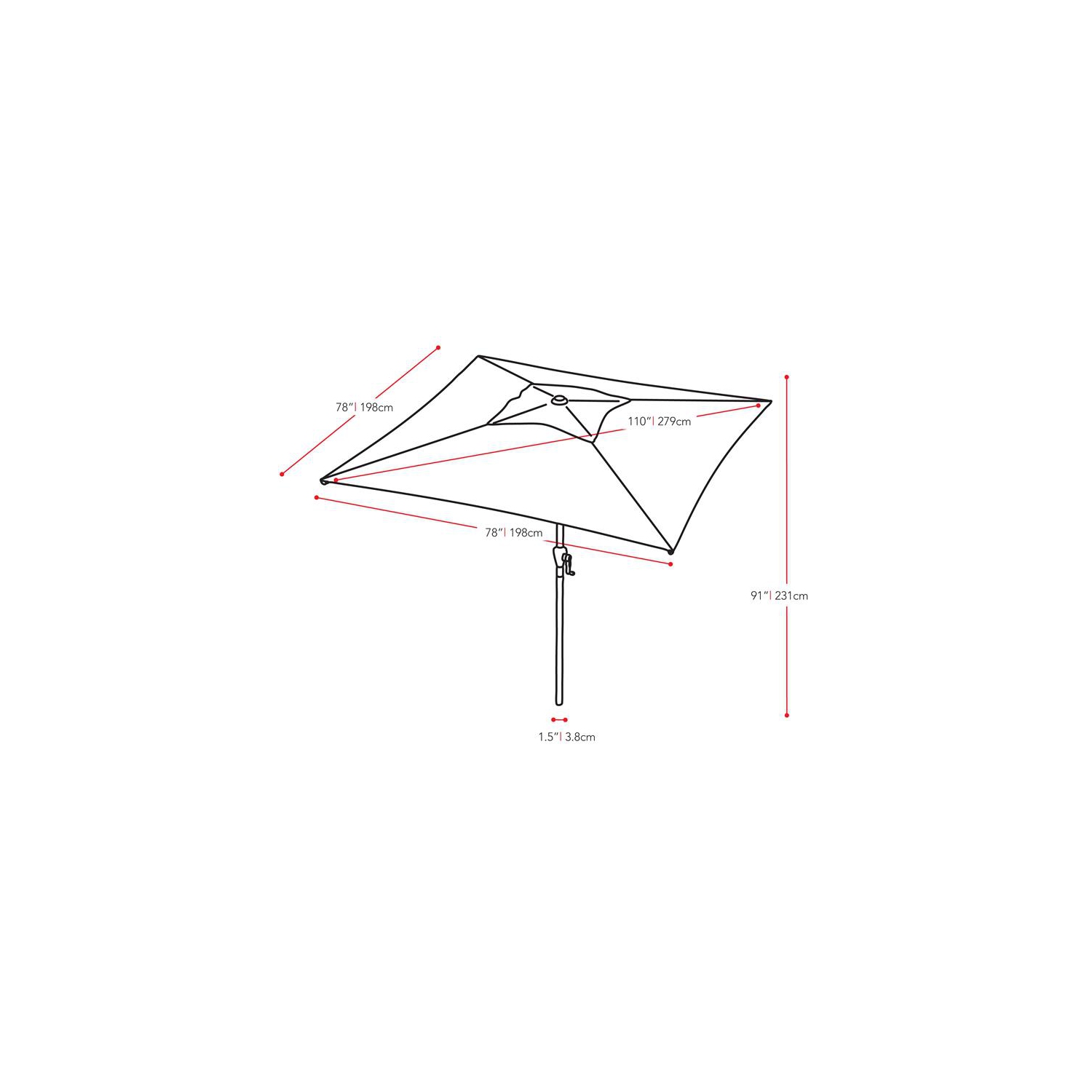 Parasol de patio carré inclinable en tissu blanc chaud avec base de CorLiving