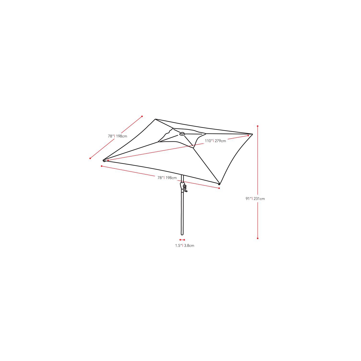 Parasol de patio carré inclinable en tissu gris sable avec base de CorLiving