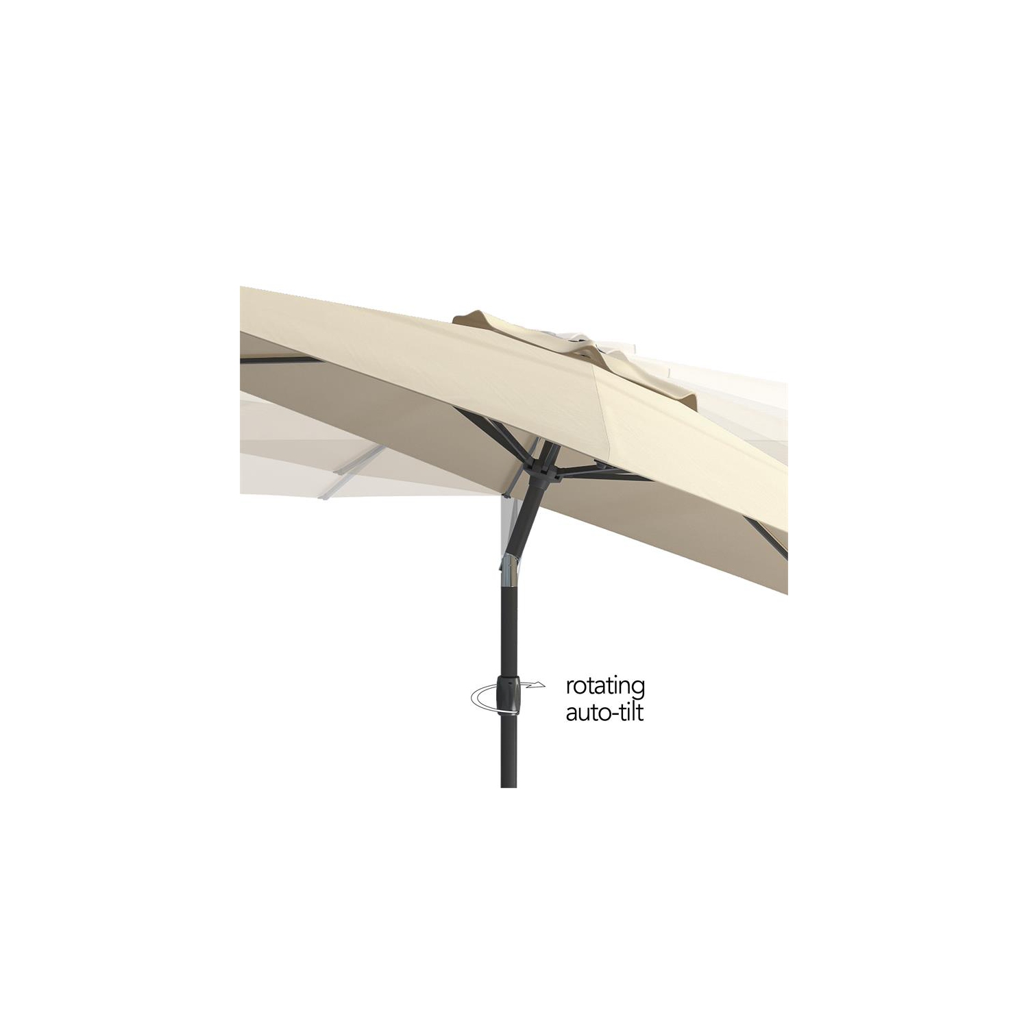CorLiving 10ft Wind Resistant Tilting Warm White Fabric Patio Umbrella and Base