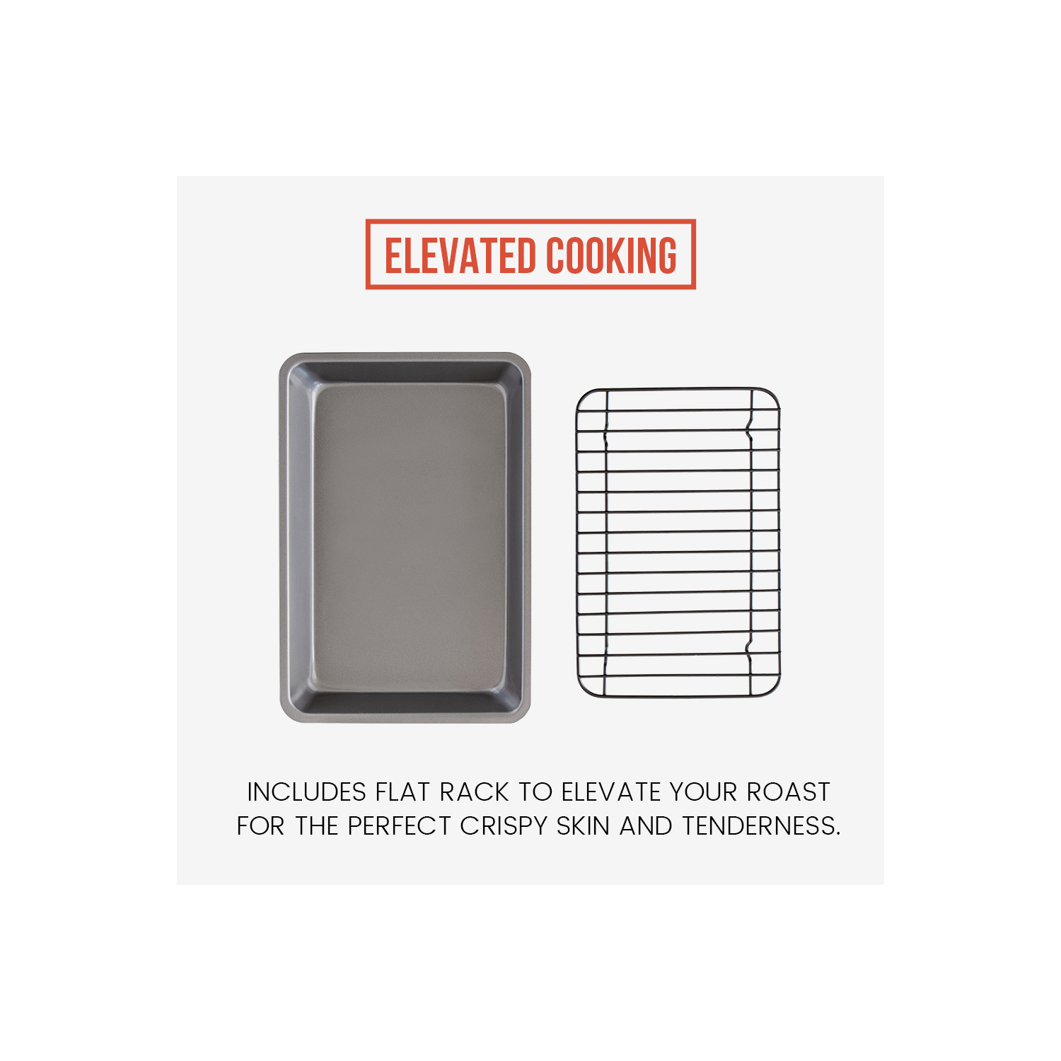 Chef Pomodoro Non-stick Carbon Steel Small Roasting Pan with Rack, Countertop Oven Roaster, 11 x 7.7 Inches, Heatproof up to 450 F/ 232 C, Petite