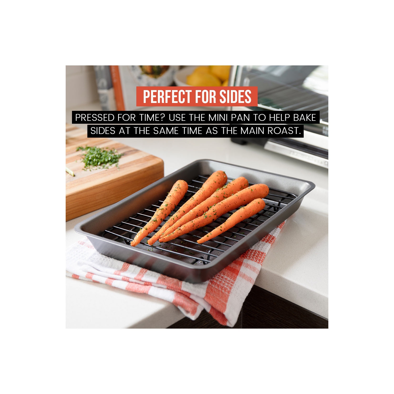 Chef Pomodoro Non-stick Carbon Steel Small Roasting Pan with Rack, Countertop Oven Roaster, 11 x 7.7 Inches, Heatproof up to 450 F/ 232 C, Petite