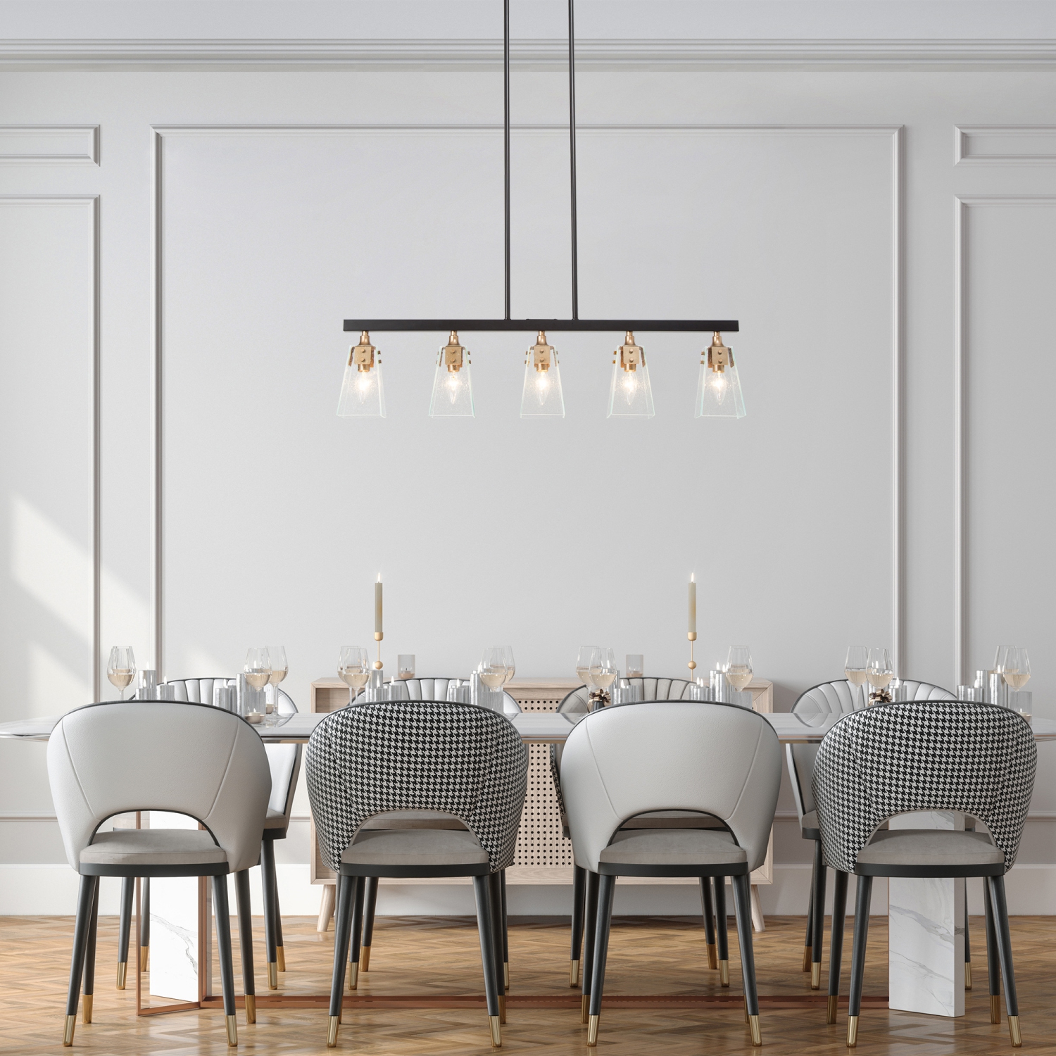 HOXIYA Lustre Moderne De Style Rustique Bohème à 5 Lumières En Rotin