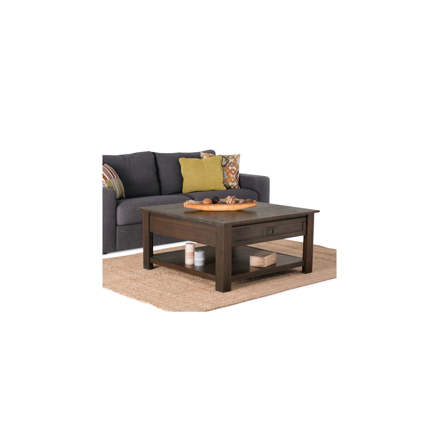 Atlin Designs Coffee Table in Distressed Charcoal Brown
