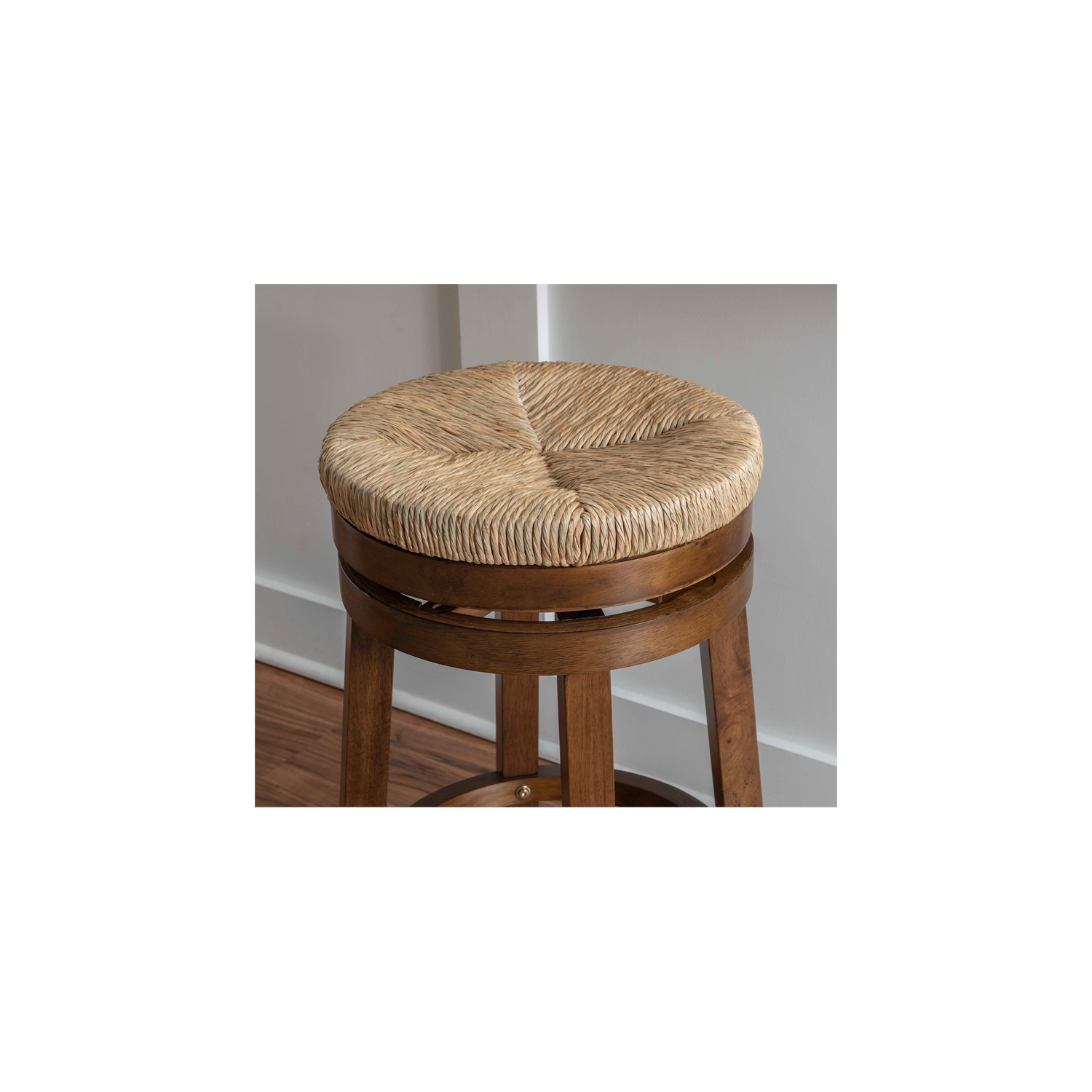 Pemberly Row Transitional 25" Wood Swivel Counter Stool in Walnut Brown