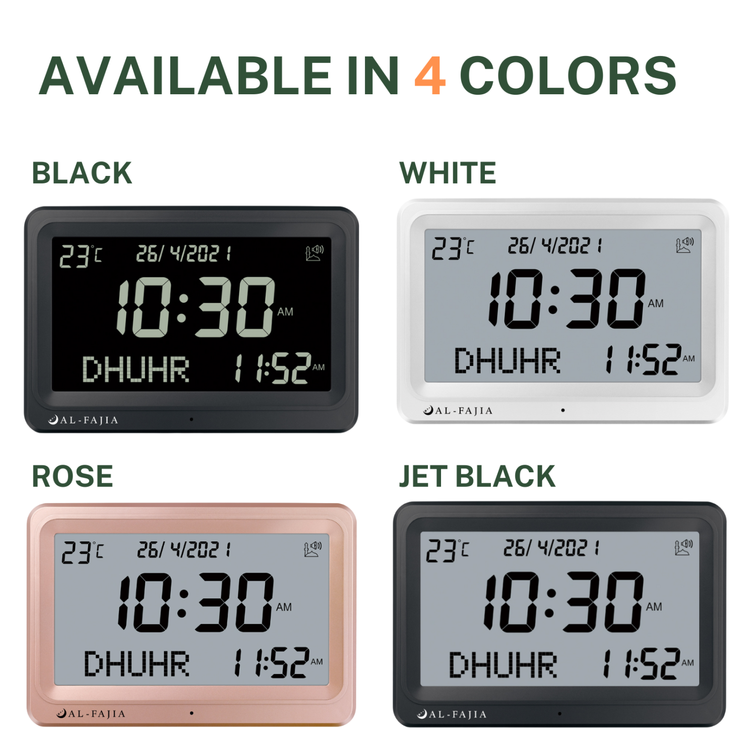 HORLOGE numérique murale/de bureau numérique 8 Azan Sounds d’AL-FAJia