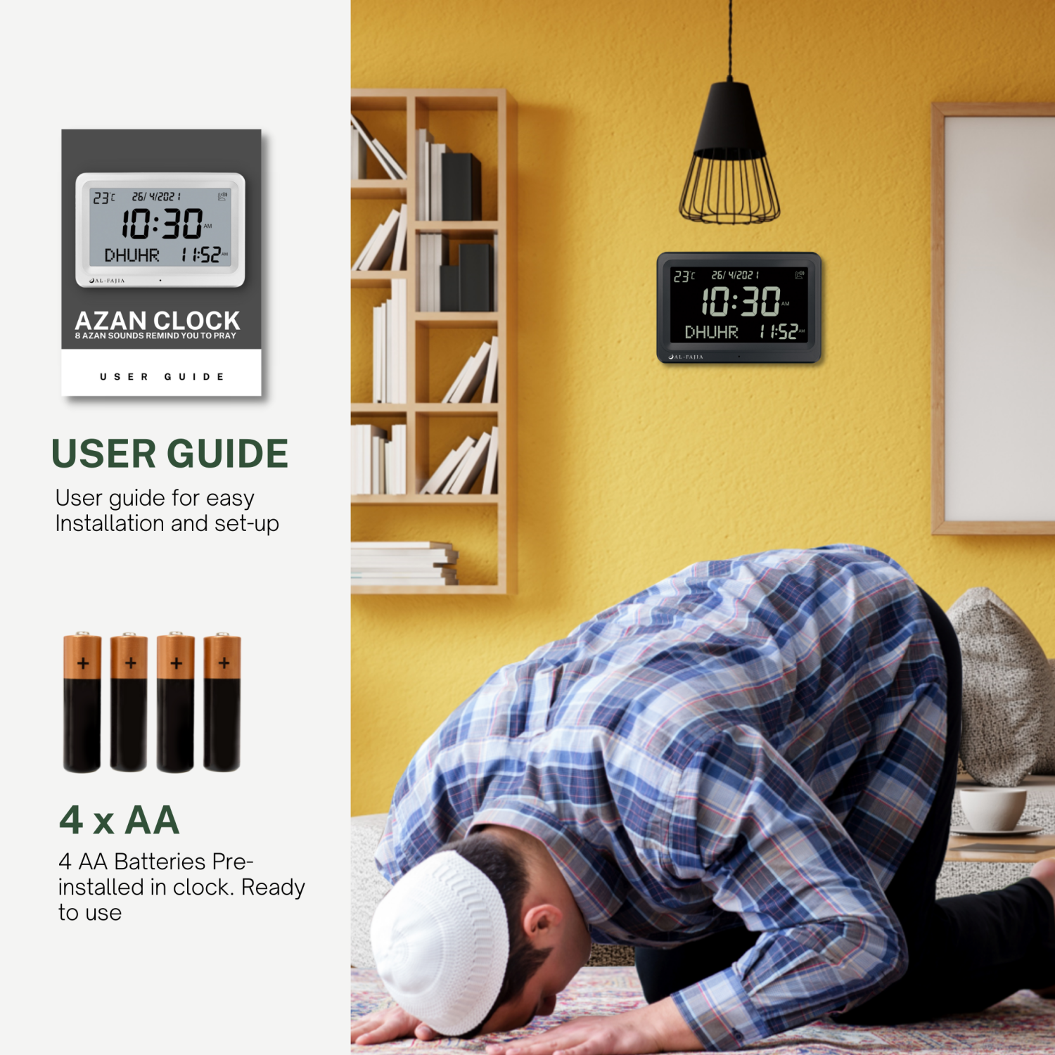 HORLOGE numérique murale/de bureau numérique 8 Azan Sounds d’AL-FAJia