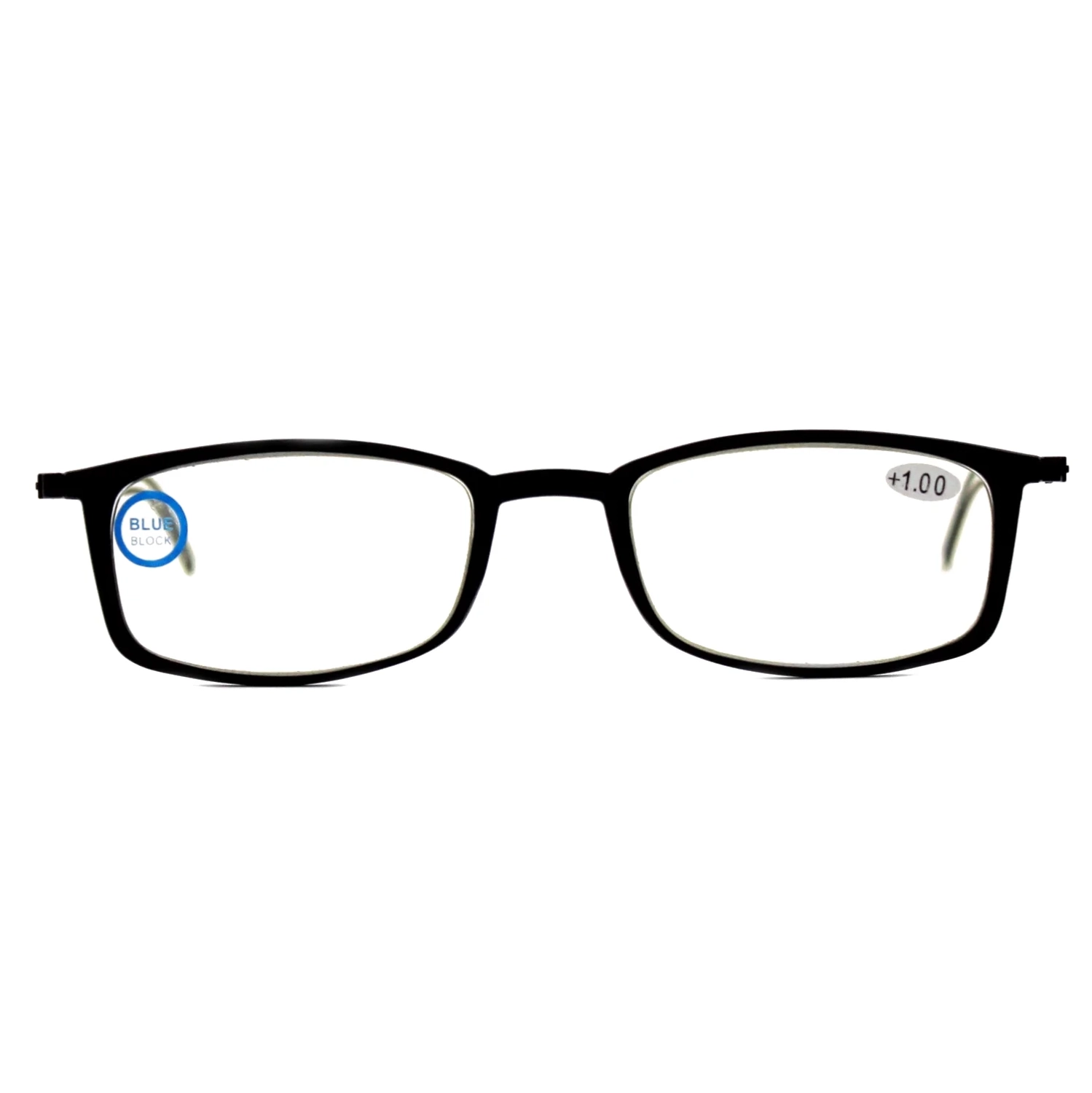 Ottika Care - Blue Light Blocking Reading Glasses | Rectangular shape | +2.0 Power - Black