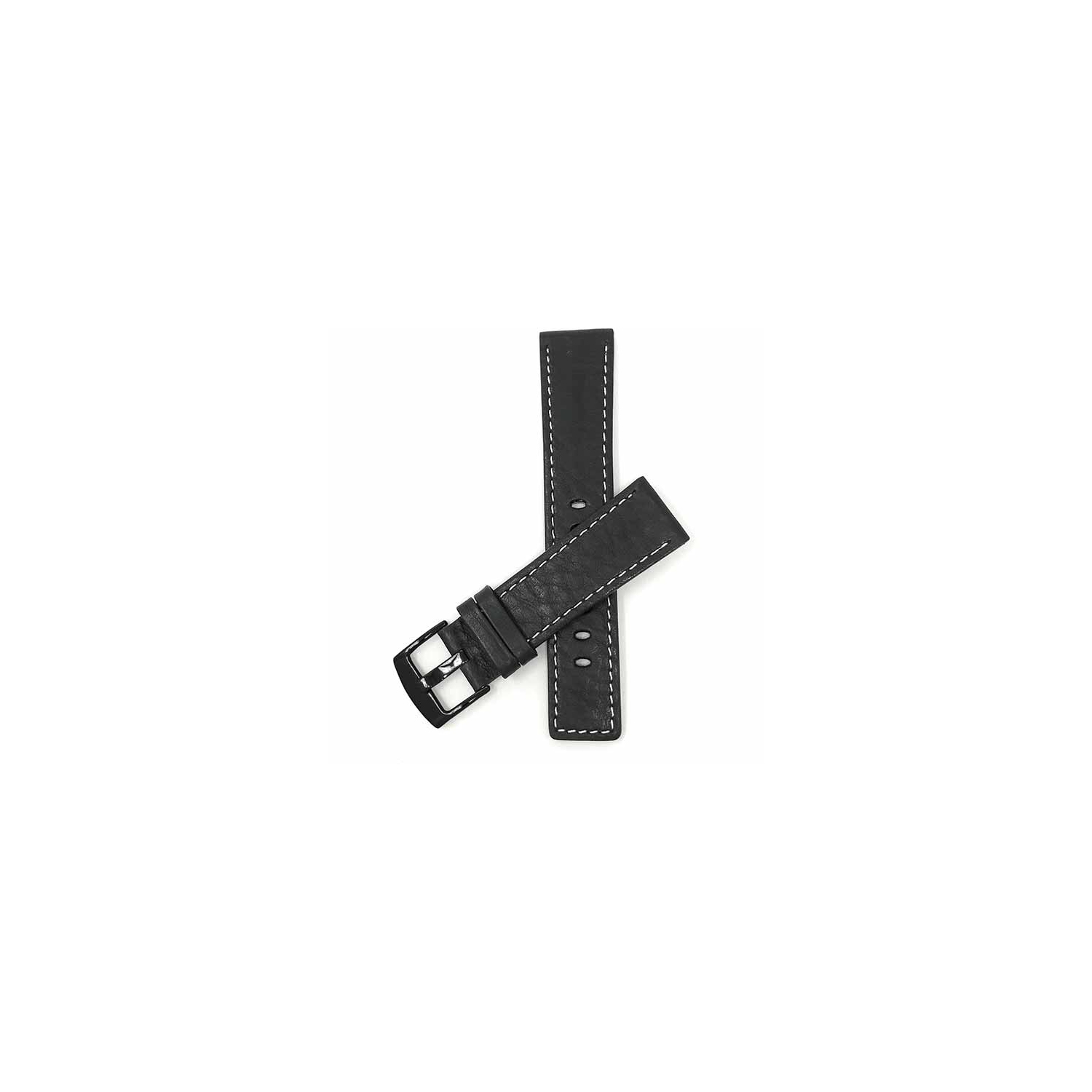 Bandini Square Tip Leather Smartwatch Strap, White Stitch For Samsung Galaxy Watch 46mm, Galaxy Watch 3 (45mm), Gear S3 Classic & Frontier - 22mm, Black / Black Buckle