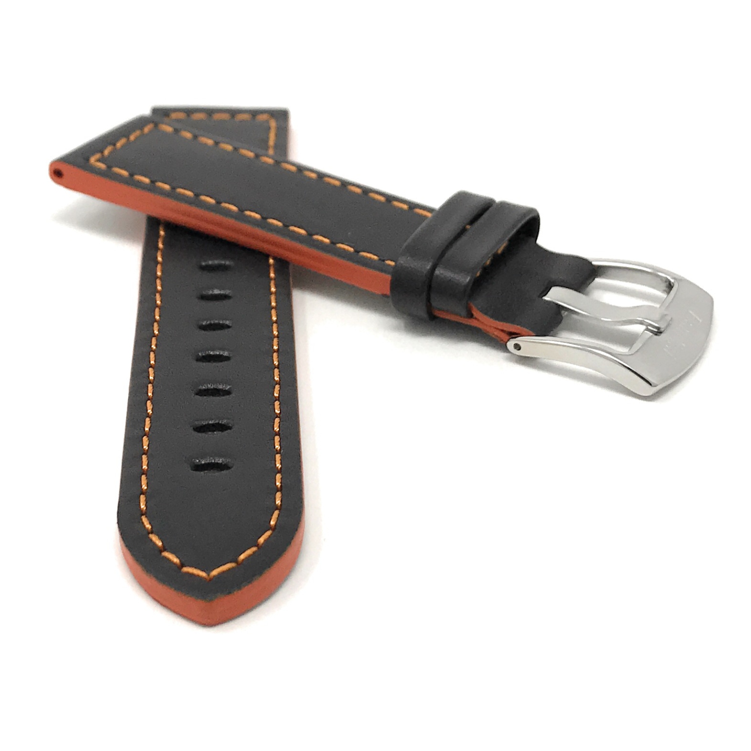 Bandini Mens Thick Two-Tone Leather Racing Smart Watch Band Strap For Samsung Galaxy Watch 46mm, Galaxy Watch 3, Gear S3 Classic & Frontier - 22mm,