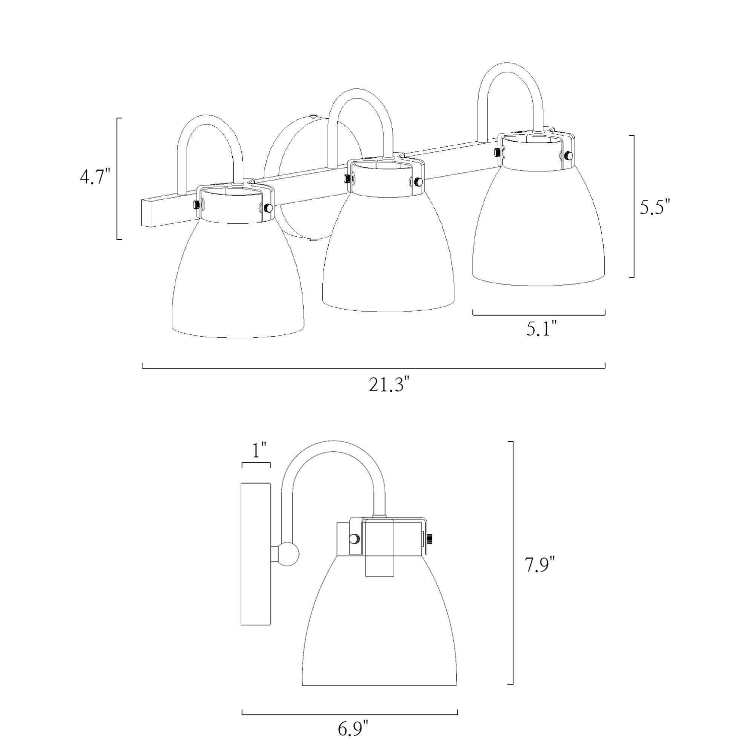 Modern Bathroom Vanity Light, 3-Light Gold and Black Wall Sconce with Clear Glass Shades