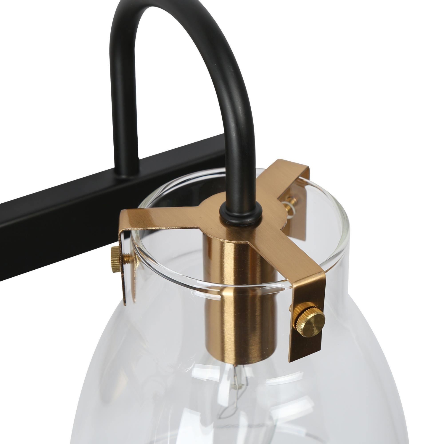 Modern Bathroom Vanity Light, 3-Light Gold and Black Wall Sconce with Clear Glass Shades