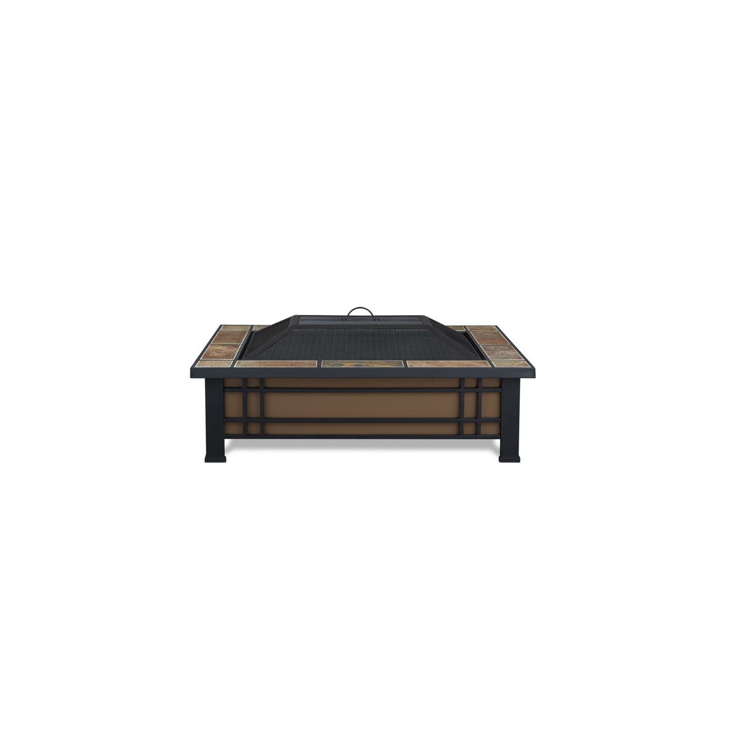 Bowery Hill Contemporary Wood Burning Fire Pit in Natural Slate Tile